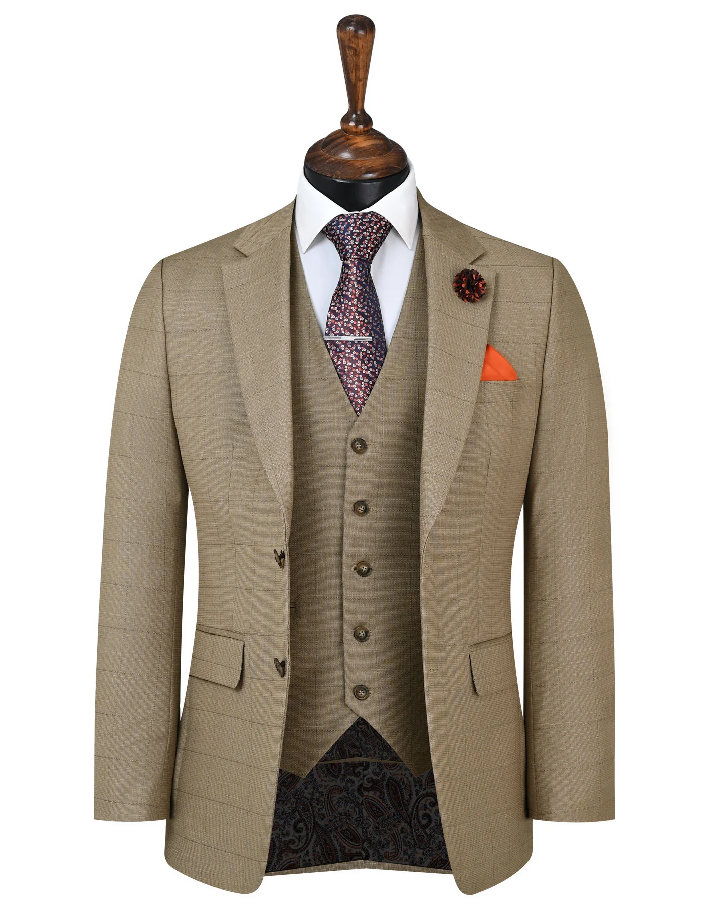 Khaki Check Tailored Smart Fit Suit