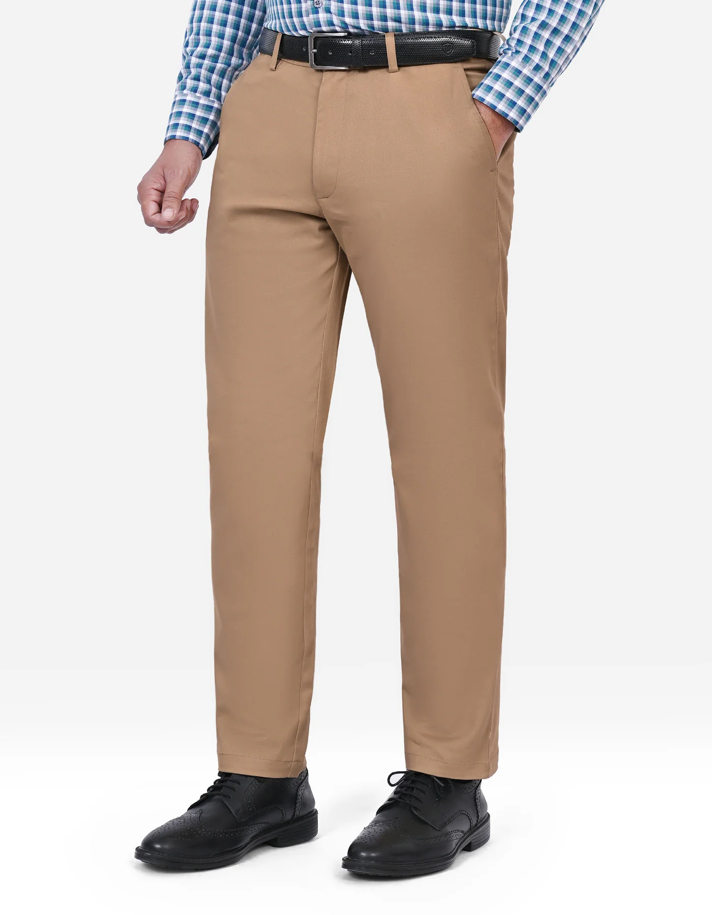 Khaki Classic Fit Cotton Trouser