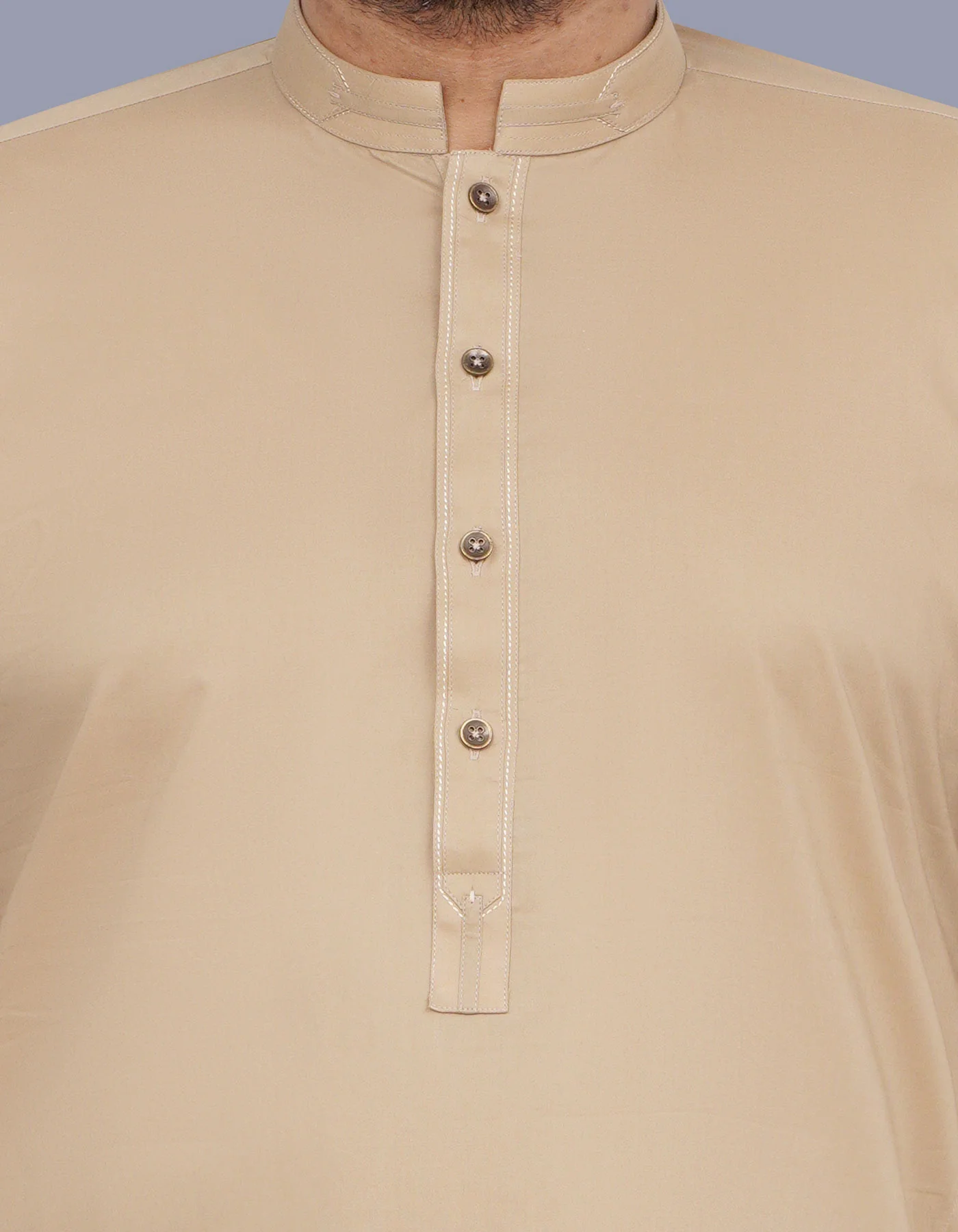 Khaki Plain Kameez Shalwar - Image 2
