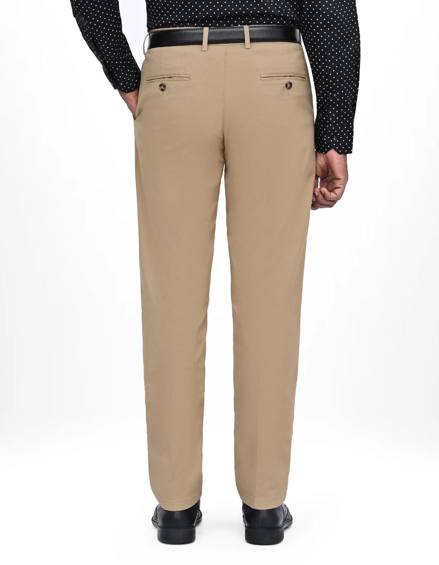 Khaki Plain Smart Fit Cotton Trouser - Image 5