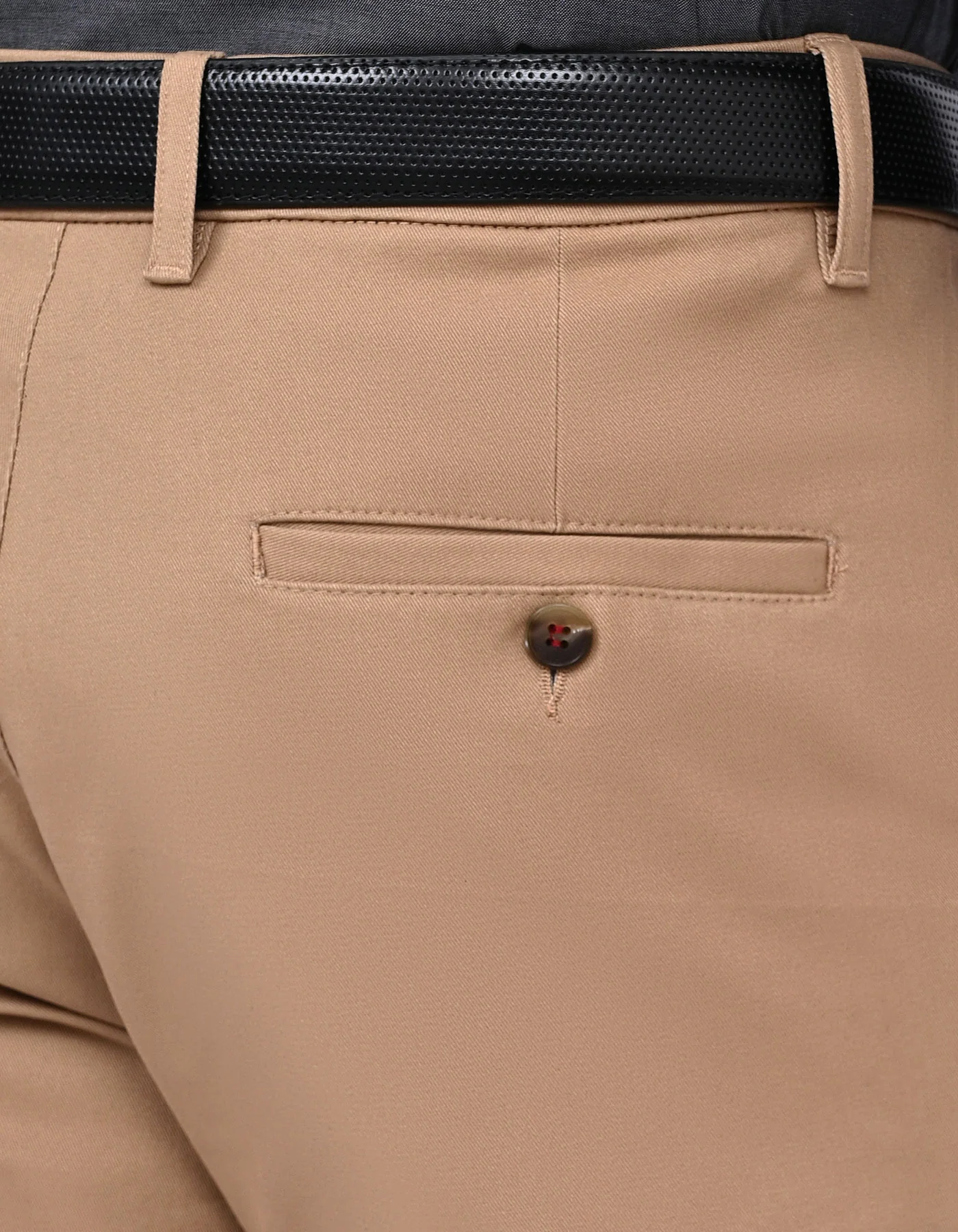 Khaki Plain Smart Fit Cotton Trouser - Image 4