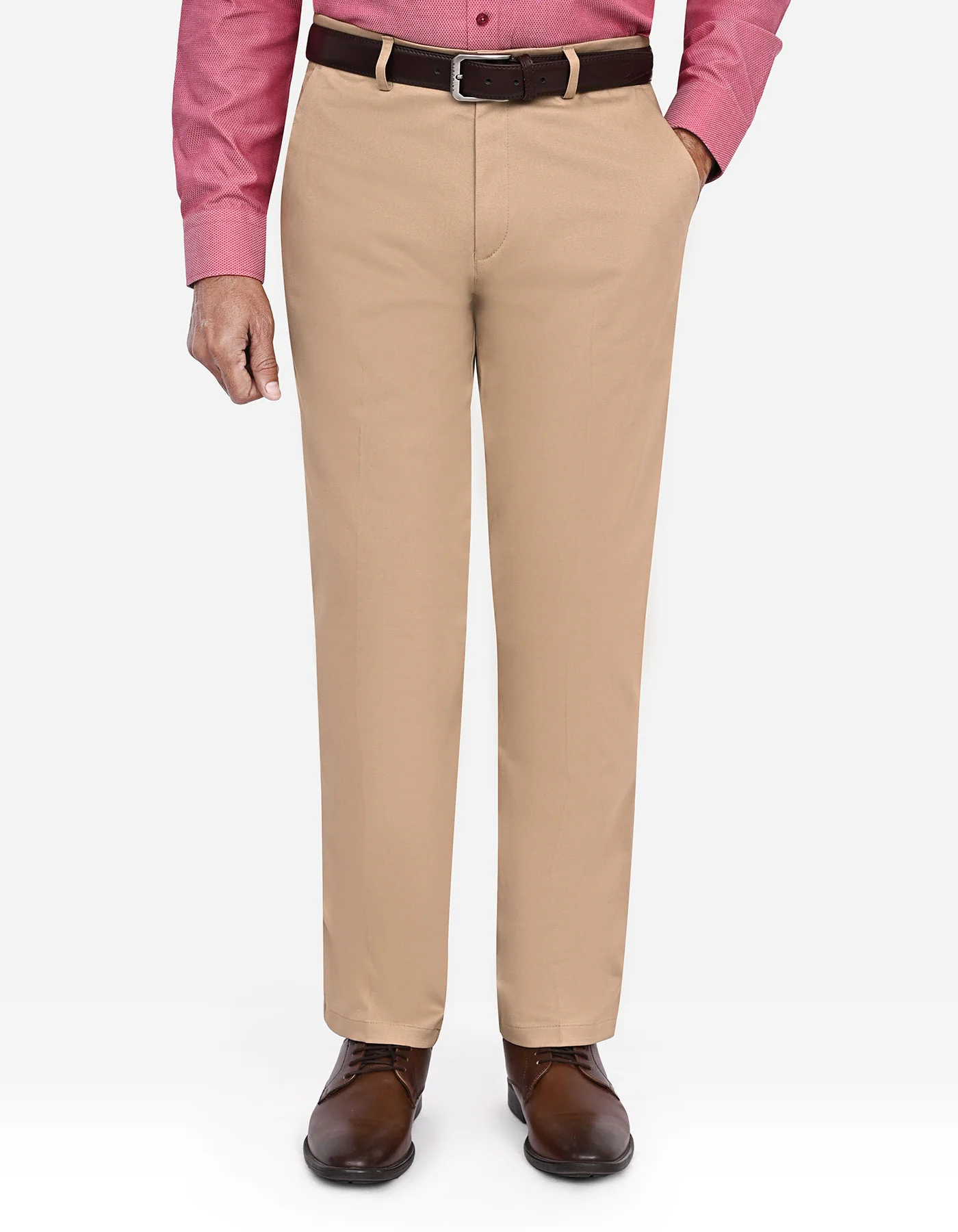 Khaki Plain Classic Fit Cotton Trouser