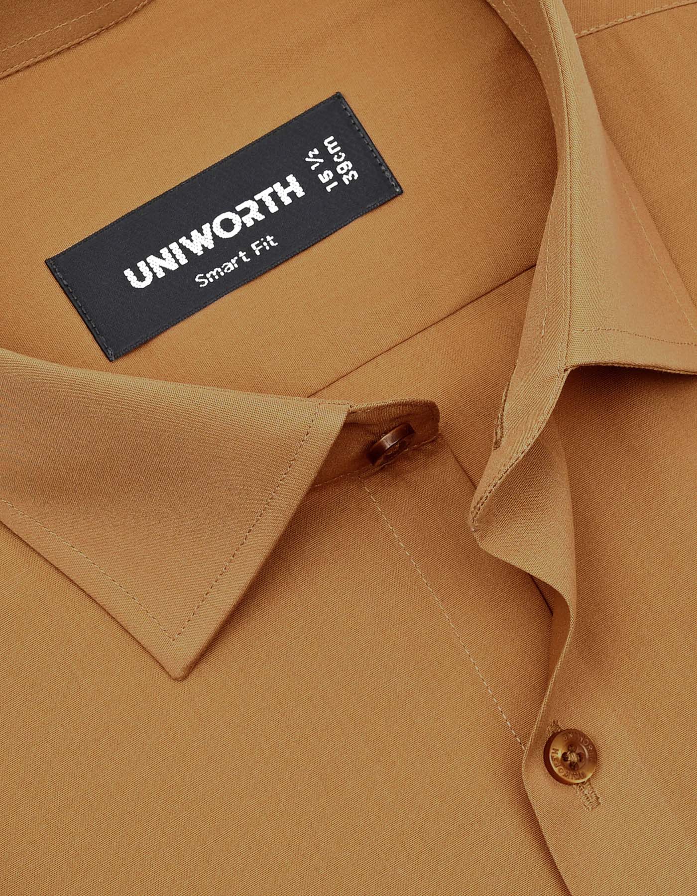 Khaki Plain Tailored Smart Fit Shirt - Image 2