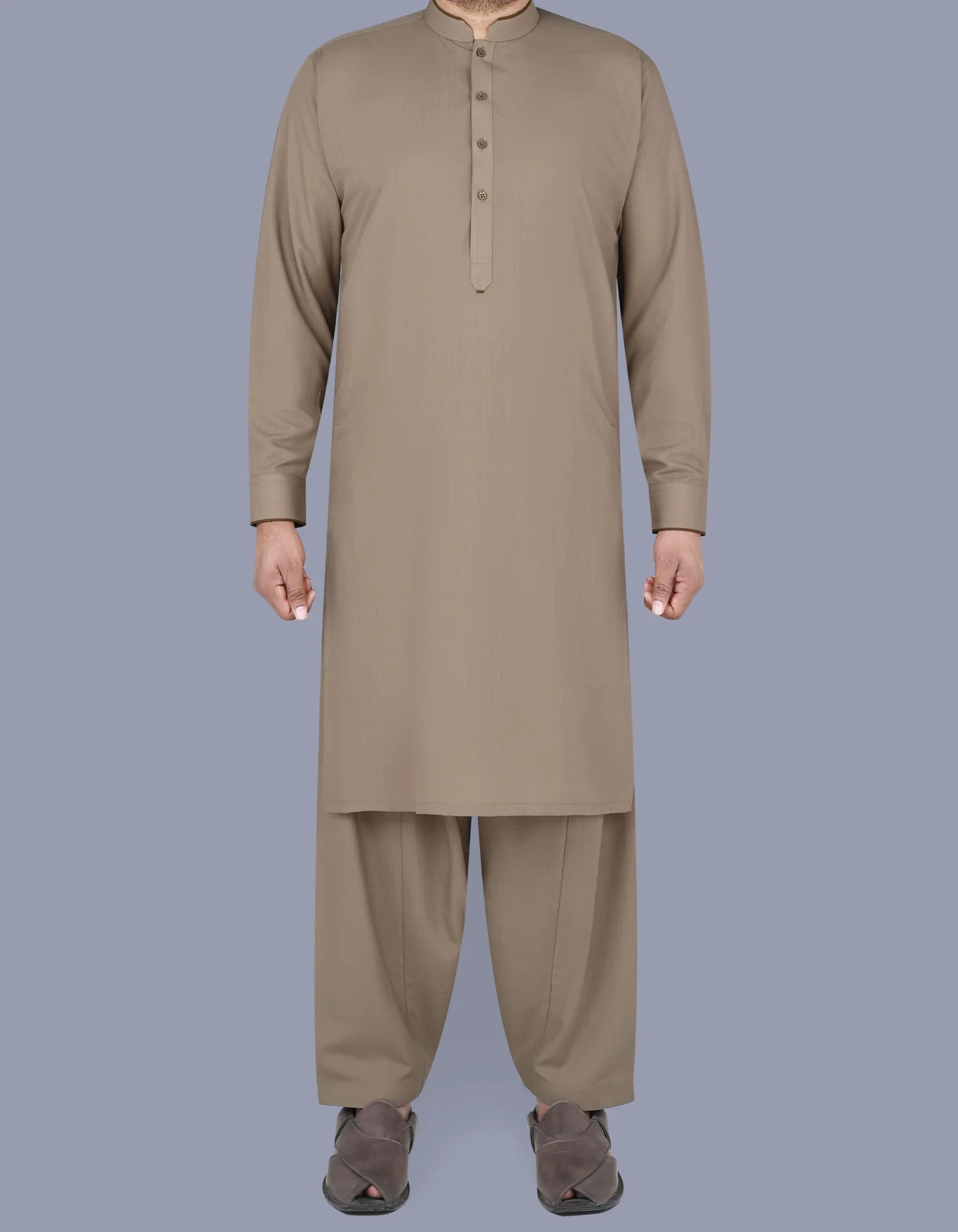 Khaki Texture Kameez Shalwar - Image 4