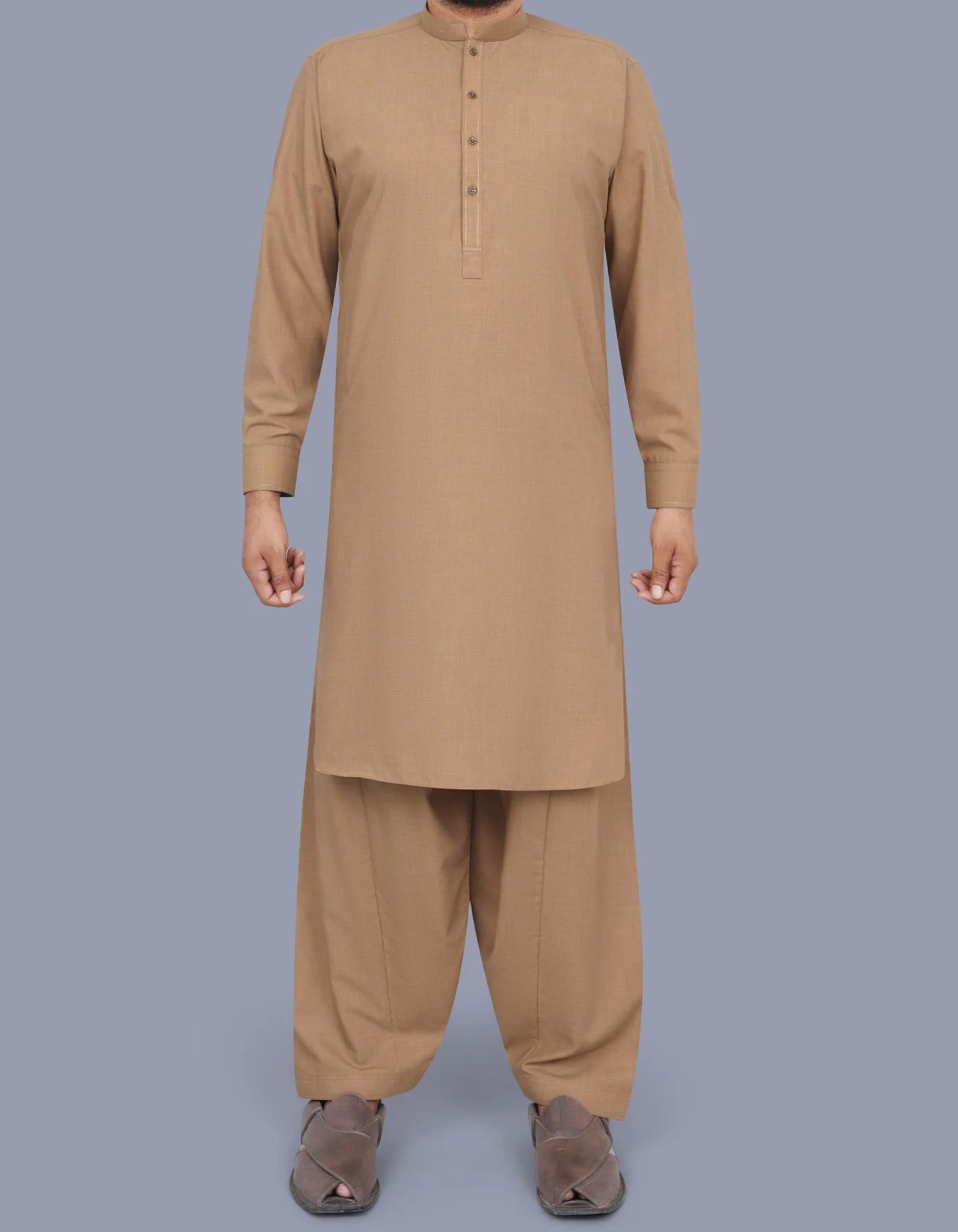 Khaki Texture Kameez Shalwar