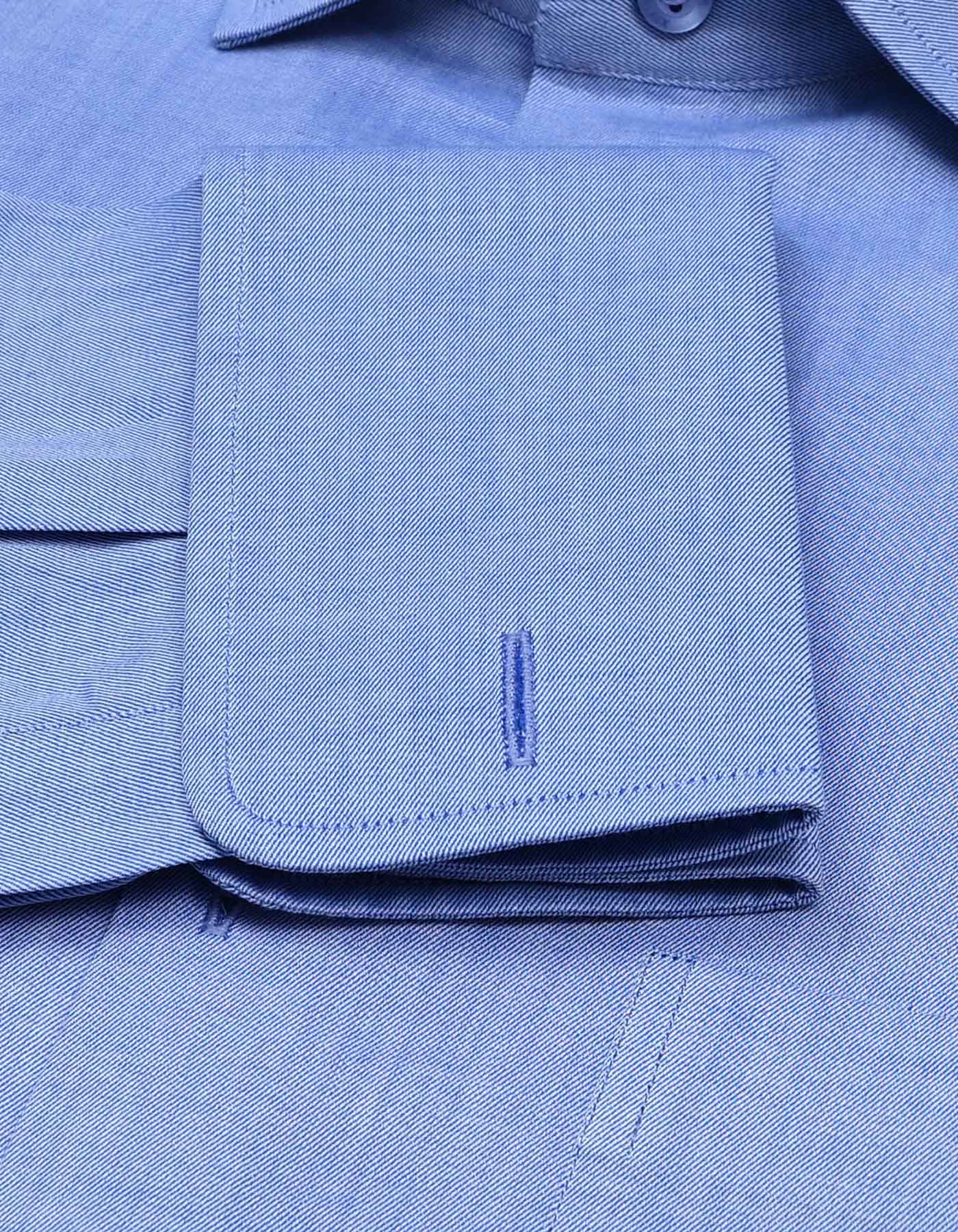 L Blue Plain Classic Fit Shirt - Image 3