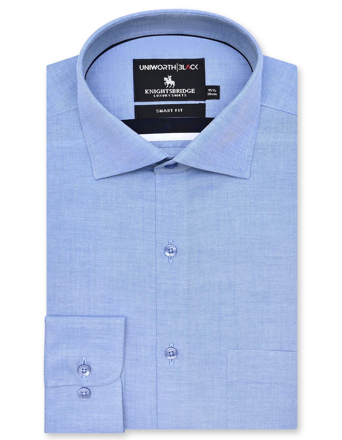 L Blue Plain Tailored Smart Fit Shirt