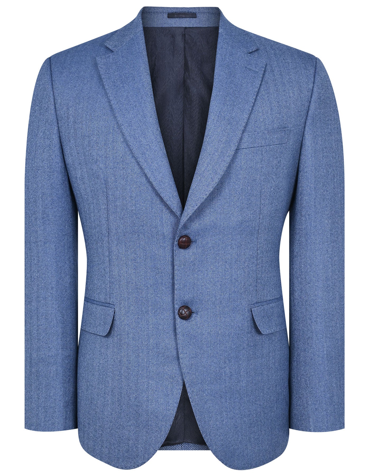 L Blue Texture Tailored Smart Fit Coat