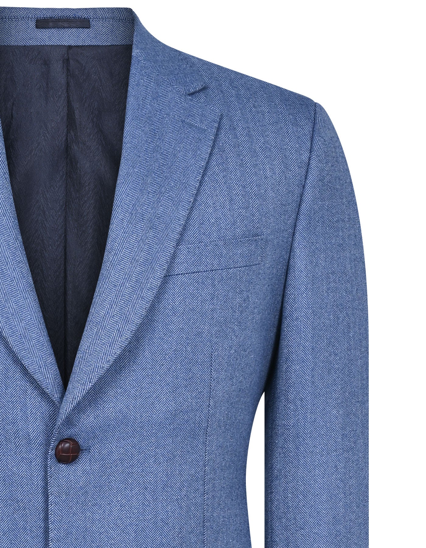 L Blue Texture Tailored Smart Fit Coat - Image 2