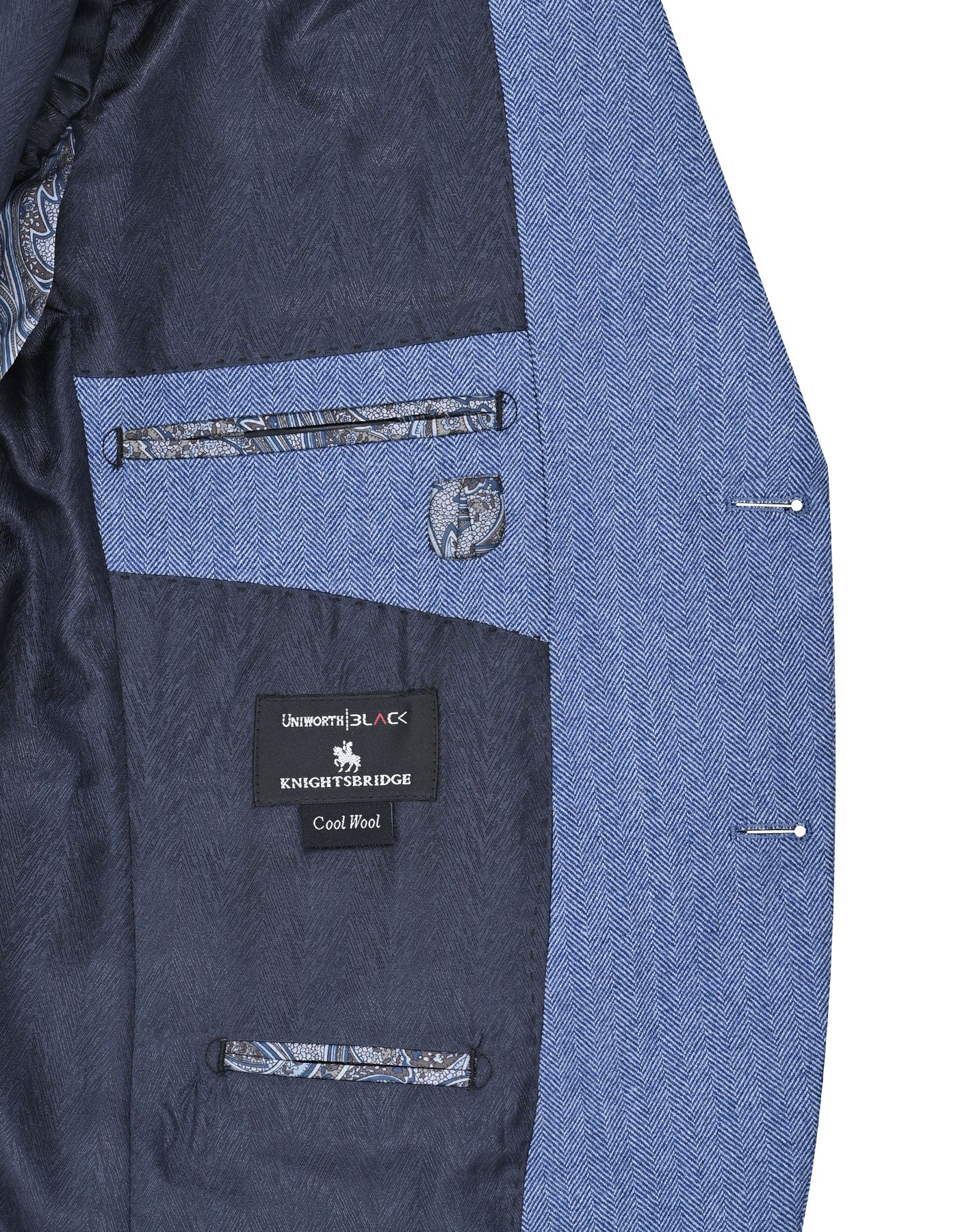 L Blue Texture Tailored Smart Fit Coat - Image 5