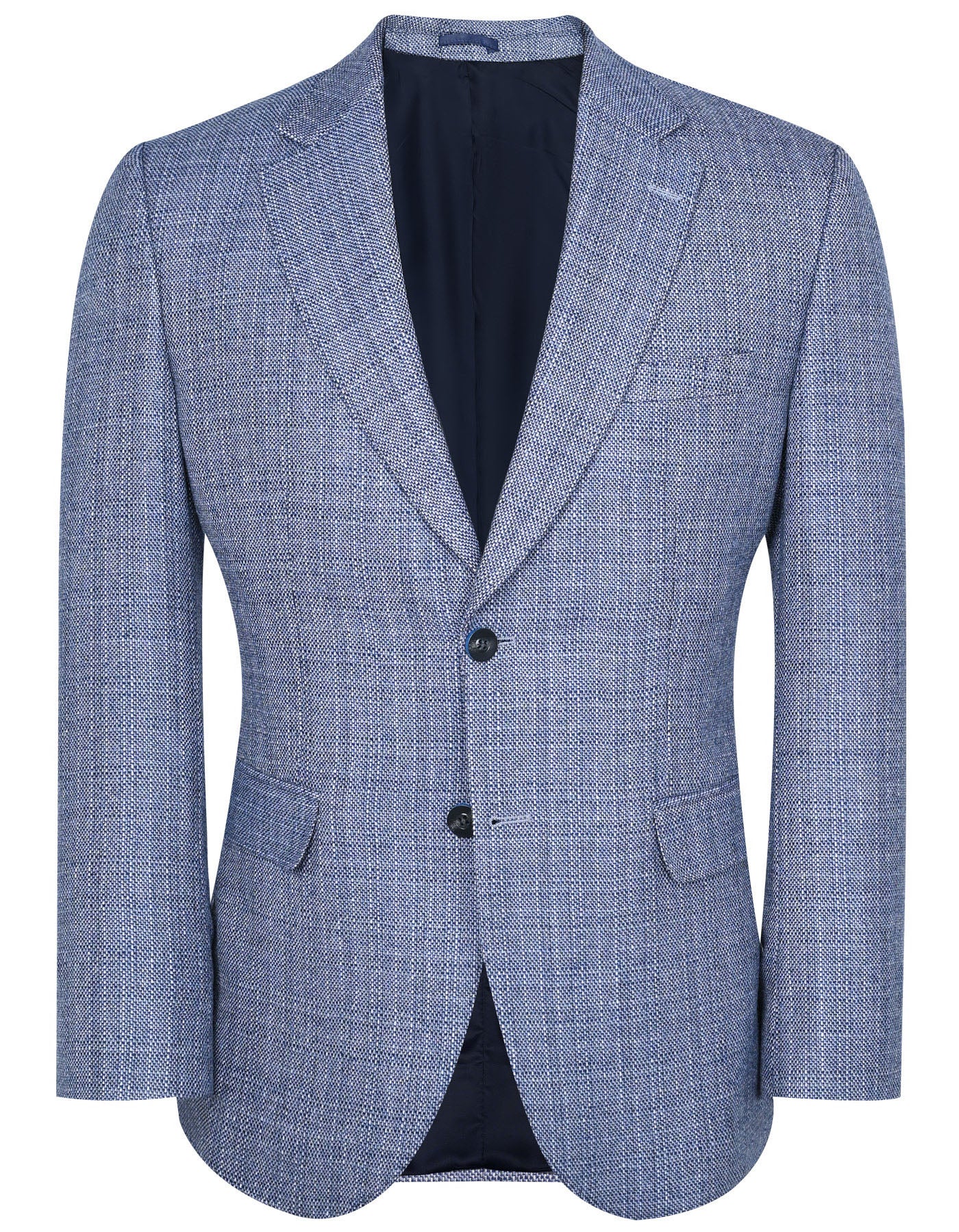 L Blue Texture Tailored Smart Fit Coat
