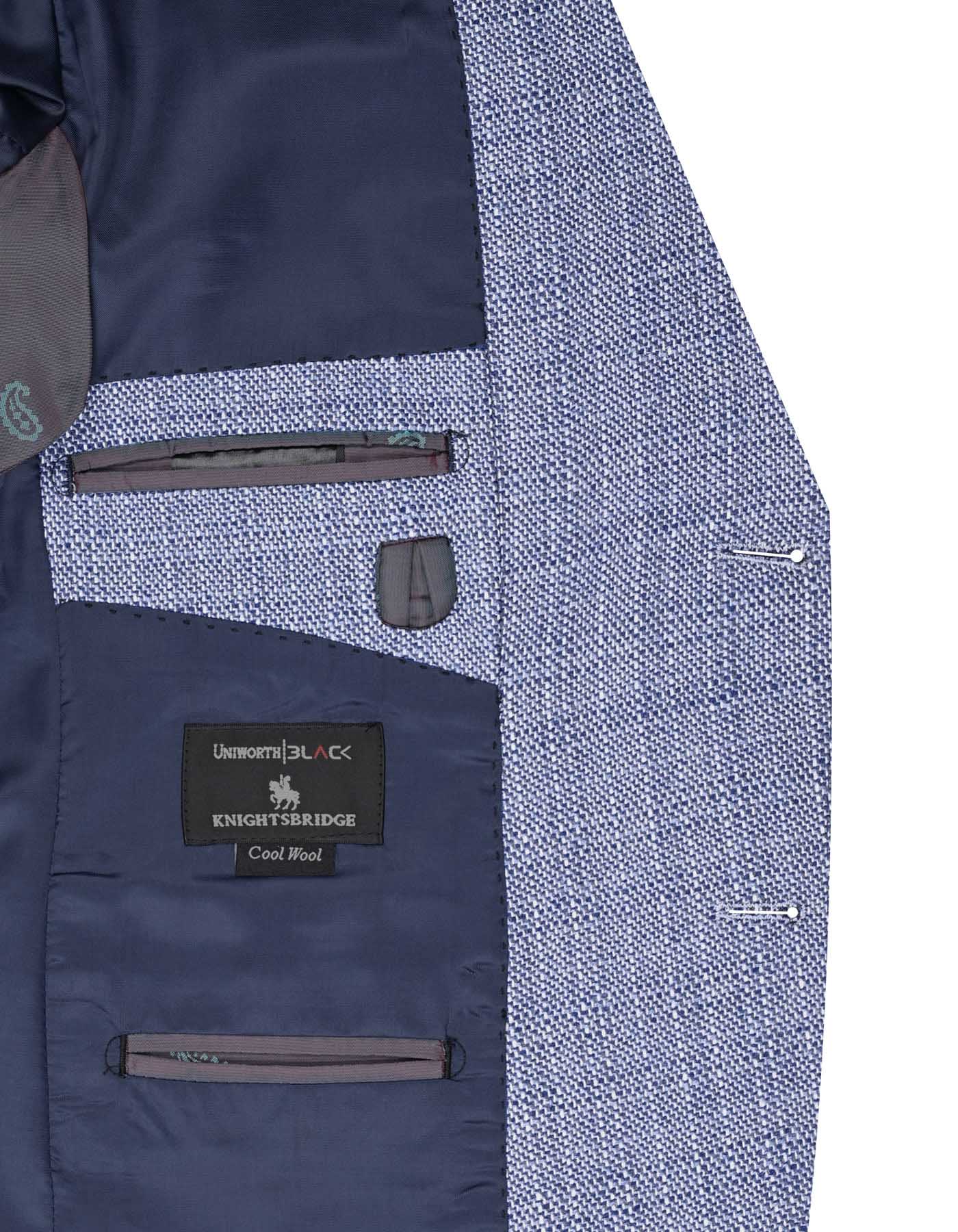 L Blue Texture Tailored Smart Fit Coat - Image 5