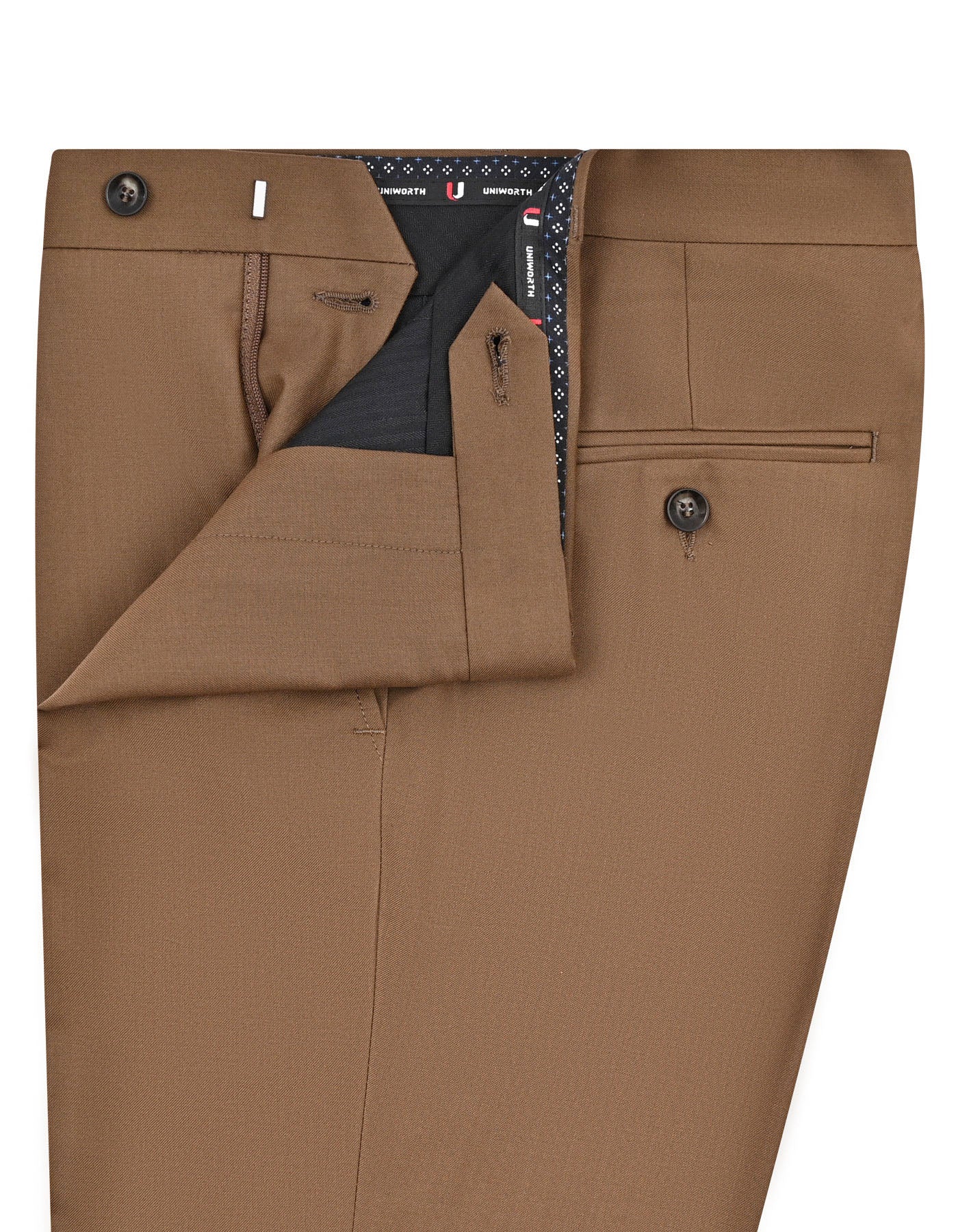 L Brown Plain Classic Fit Formal Trouser - Image 2