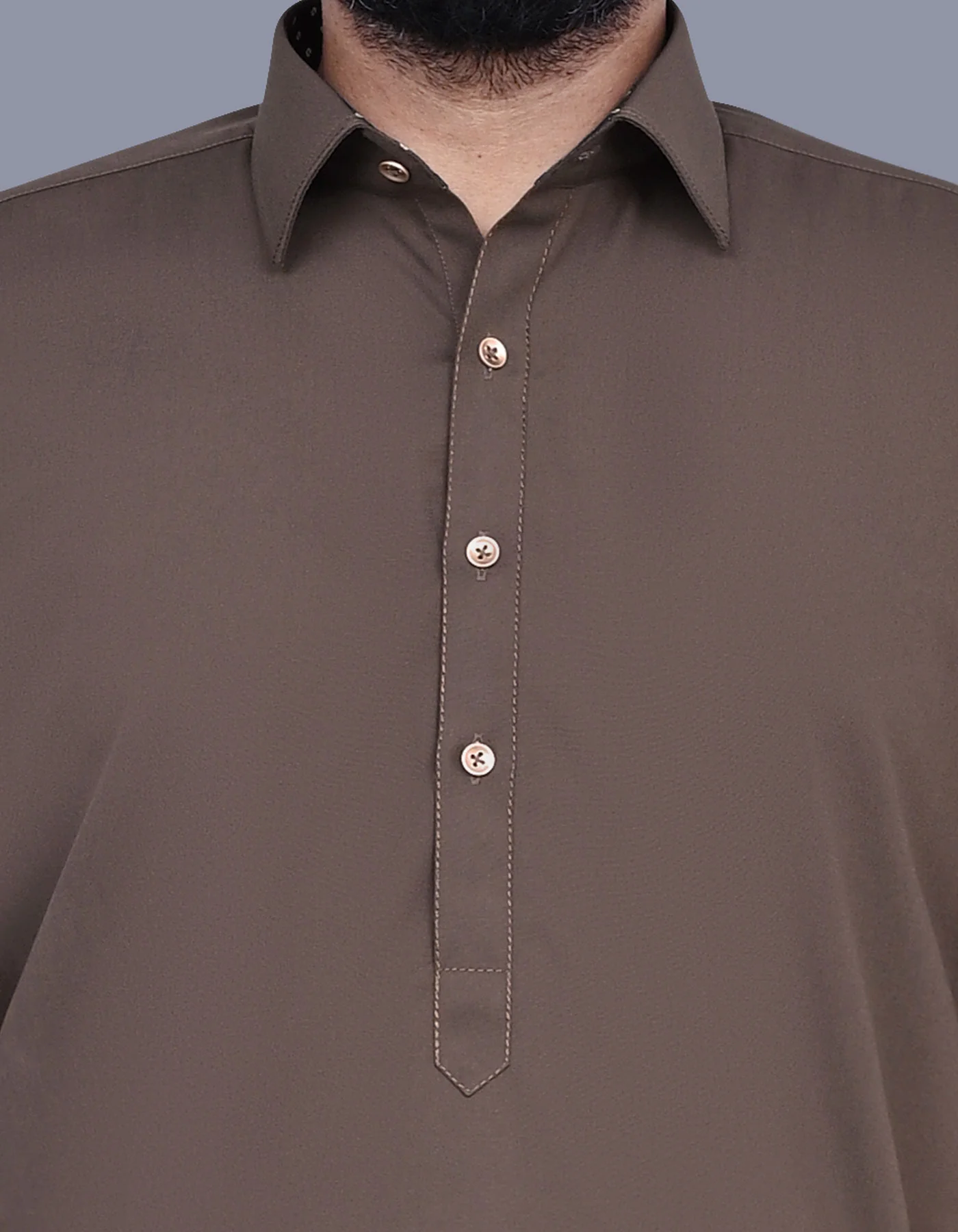 L Brown Plain Kameez Shalwar - Image 2