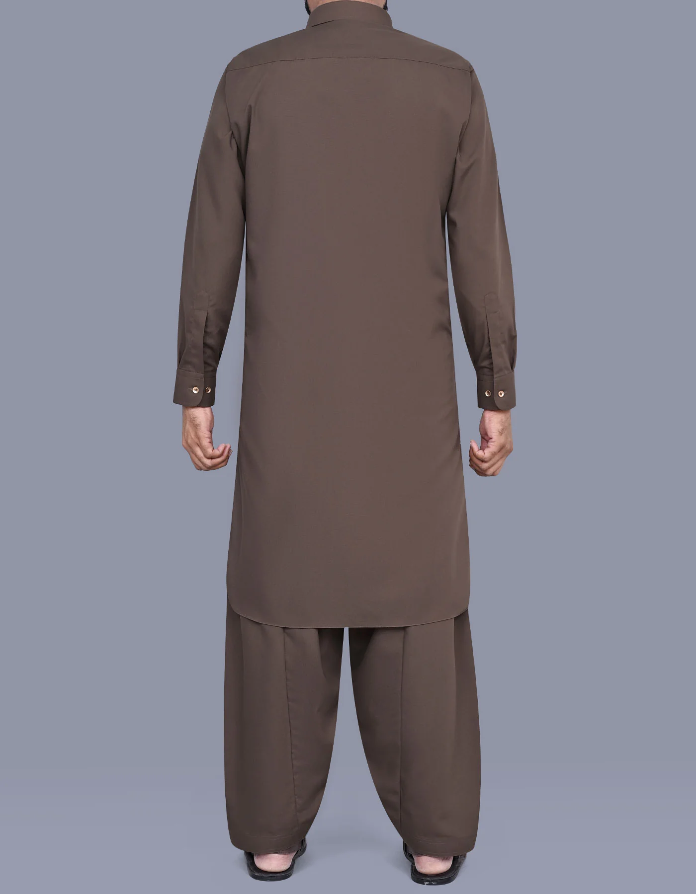 L Brown Plain Kameez Shalwar - Image 6