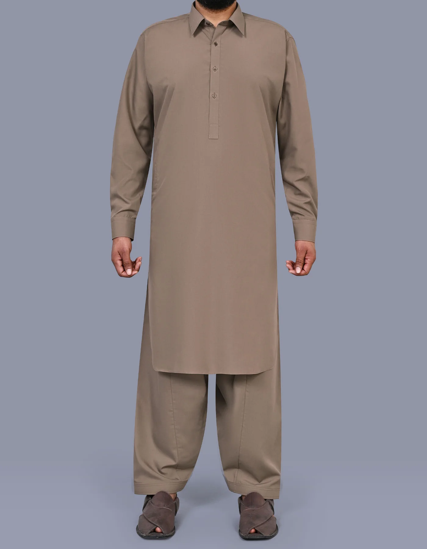 L Brown Plain Kameez Shalwar