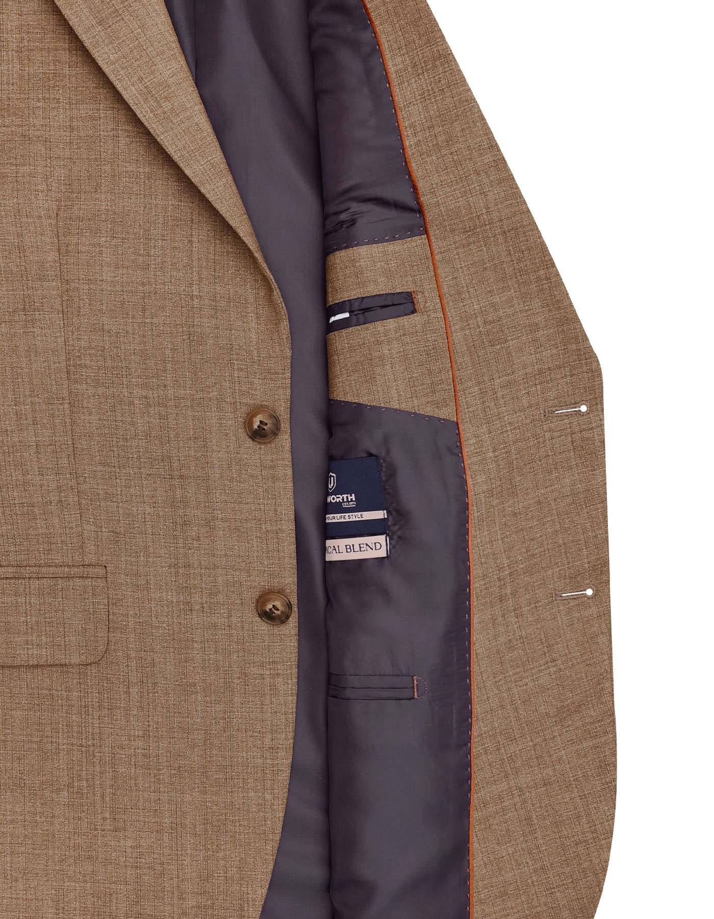 L Brown Texture Classic Fit Suit - Image 4