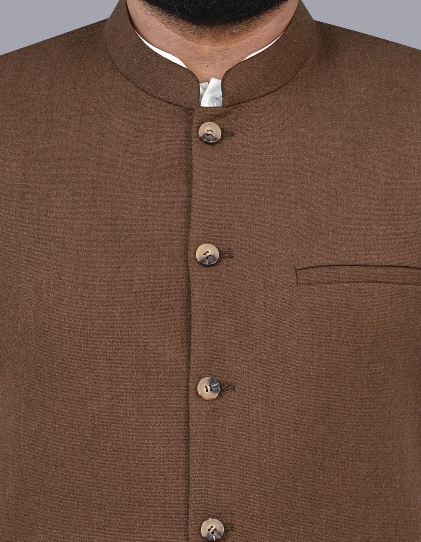 L Brown Texture Smart Fit Waistcoat - Image 3