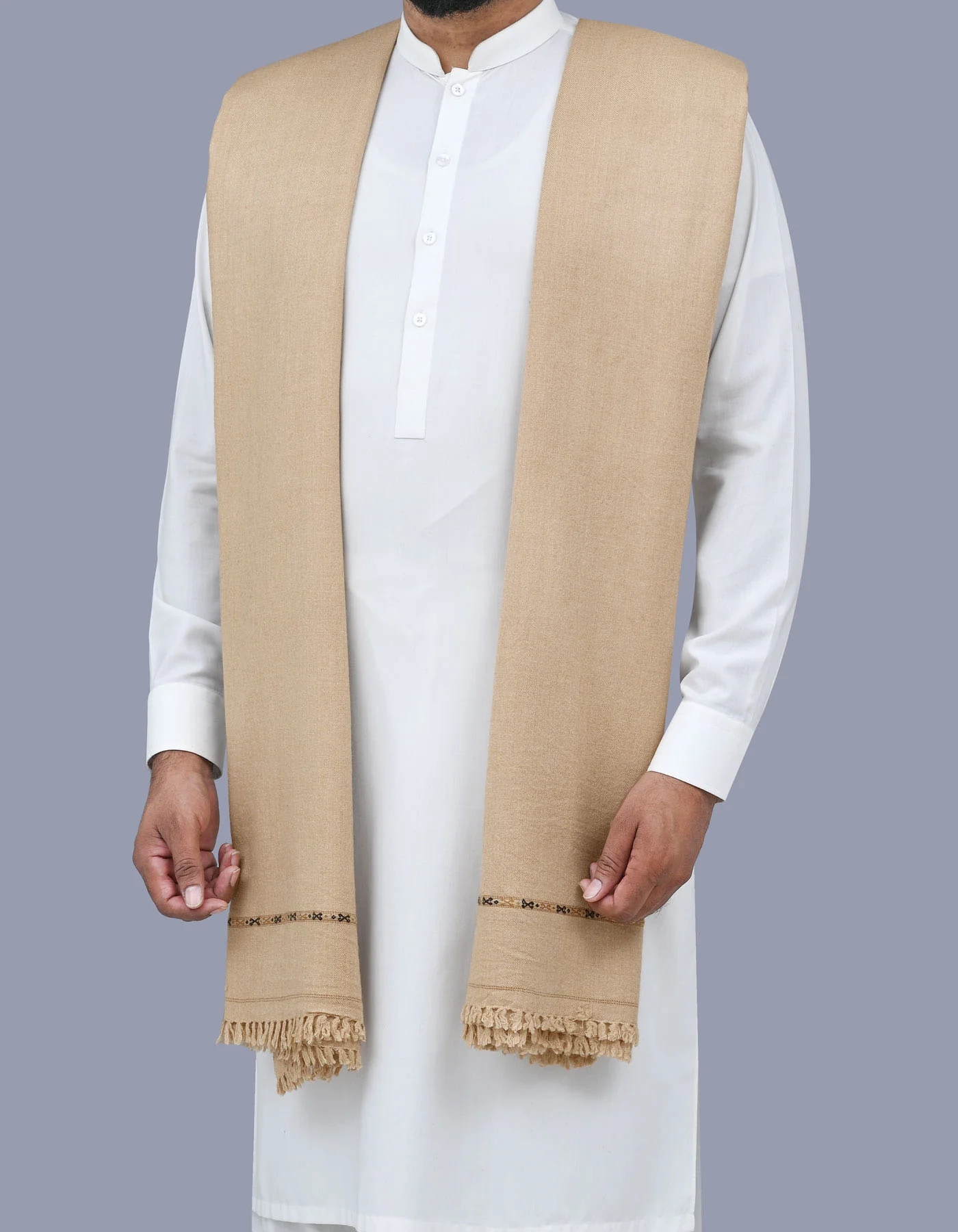 L Camel Plain 100% Acrylic Men Shawl - Image 3