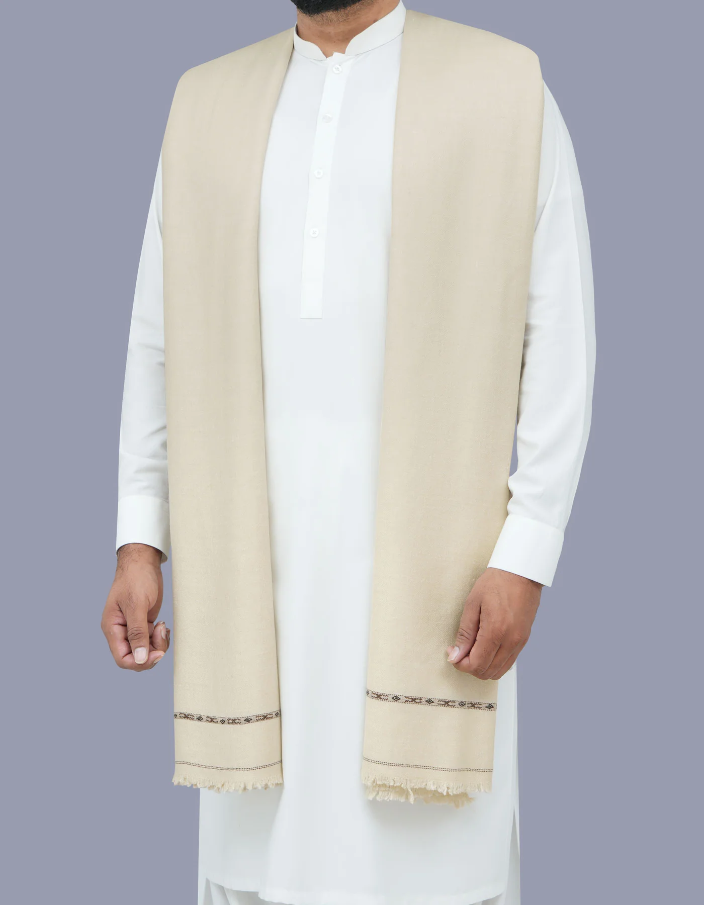 L Fawn Plain 100% Acrylic Men Shawl - Image 3
