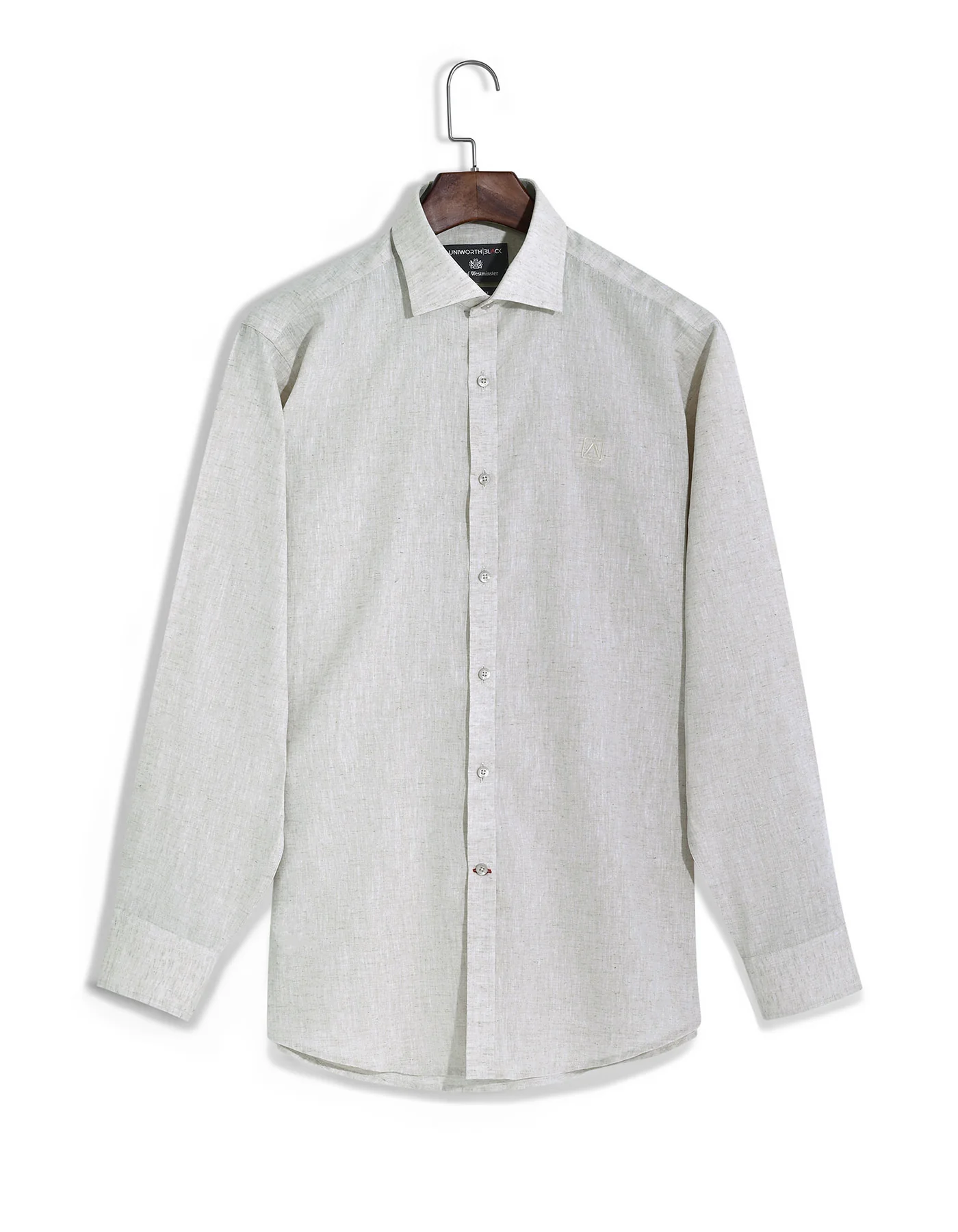 L Fawn Plain Smart Fit Linen Shirt - Image 3