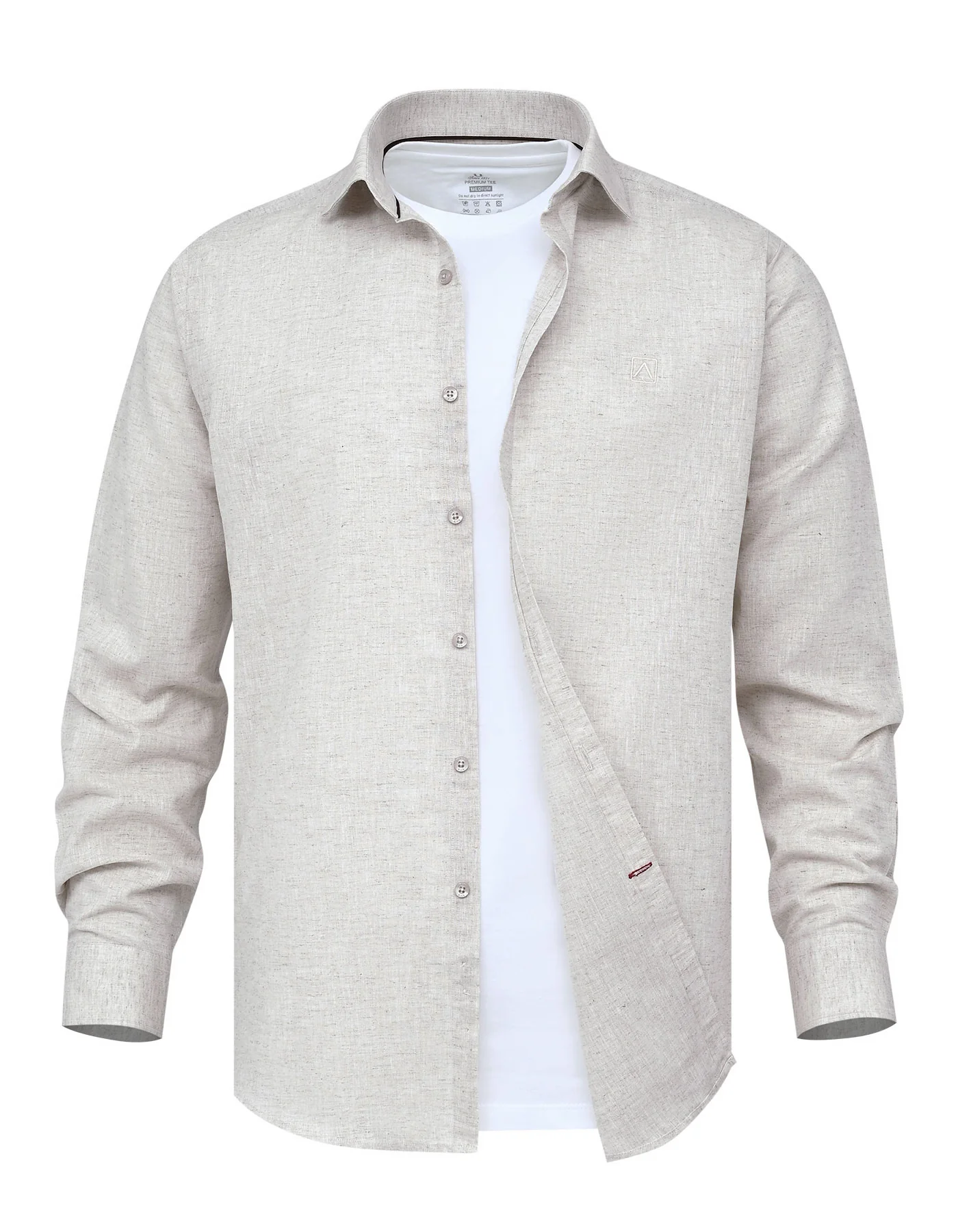 L Fawn Plain Smart Fit Linen Shirt - Image 4
