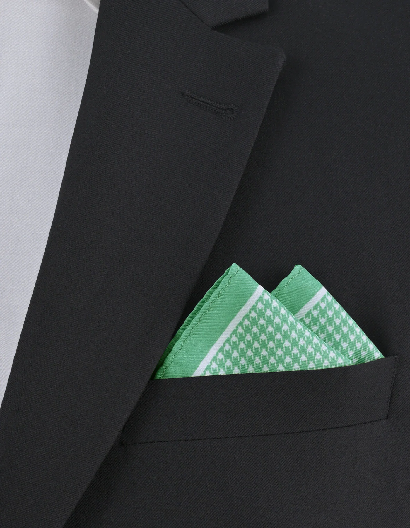 L Green 100% Polyester Pocket Square