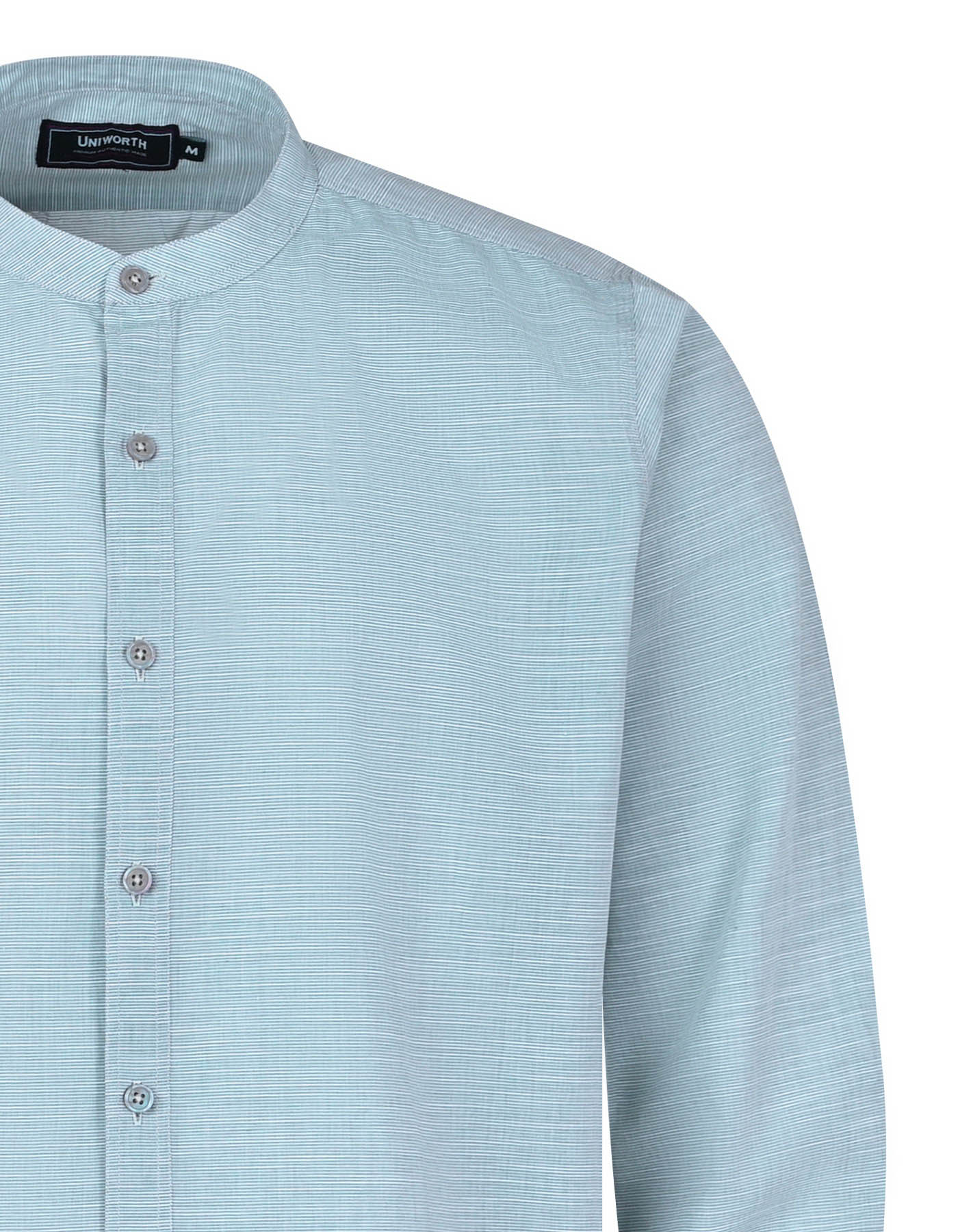 L Green Slub Regular Fit Casual Shirt - Image 3