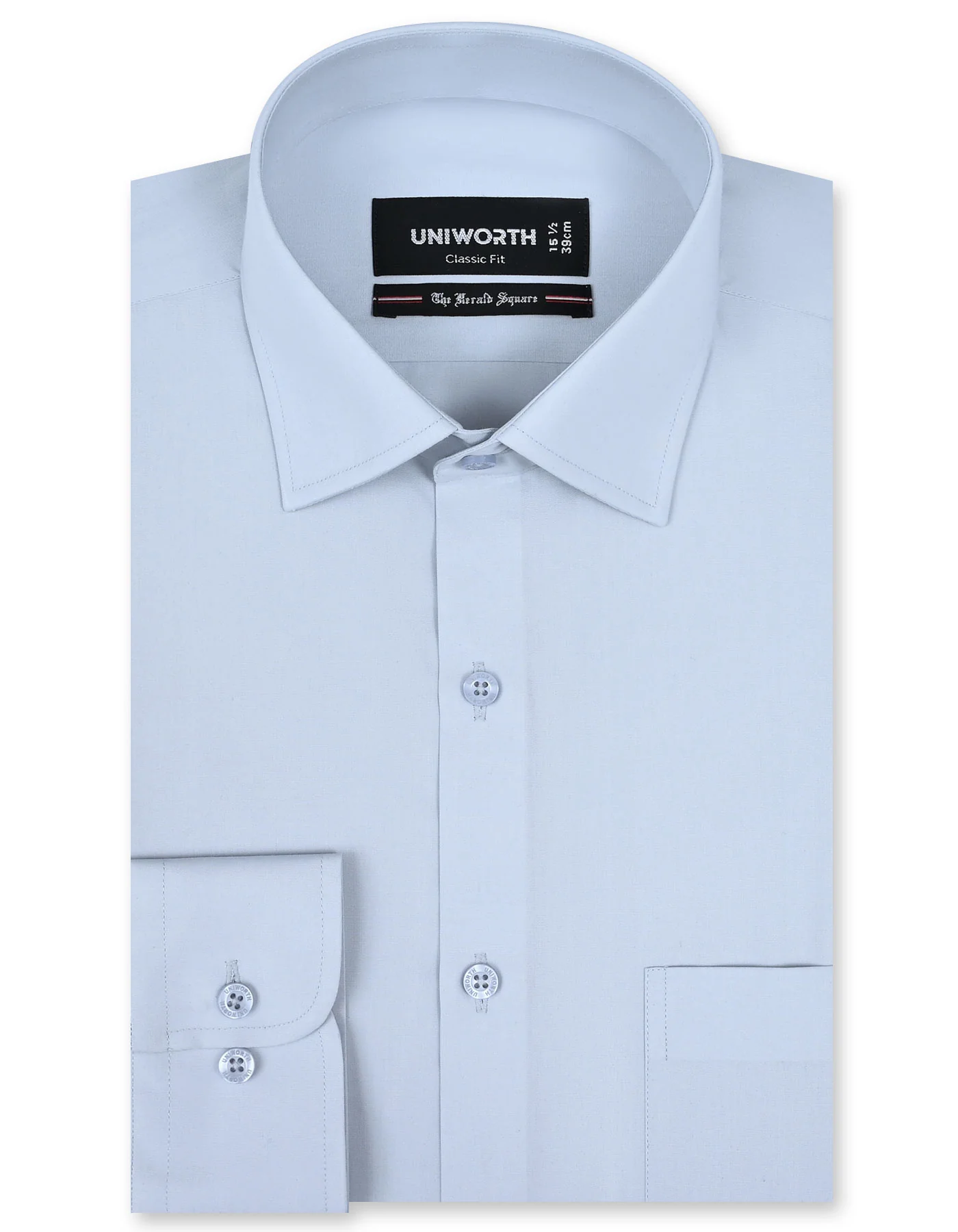 L Grey Plain Classic Fit Shirt