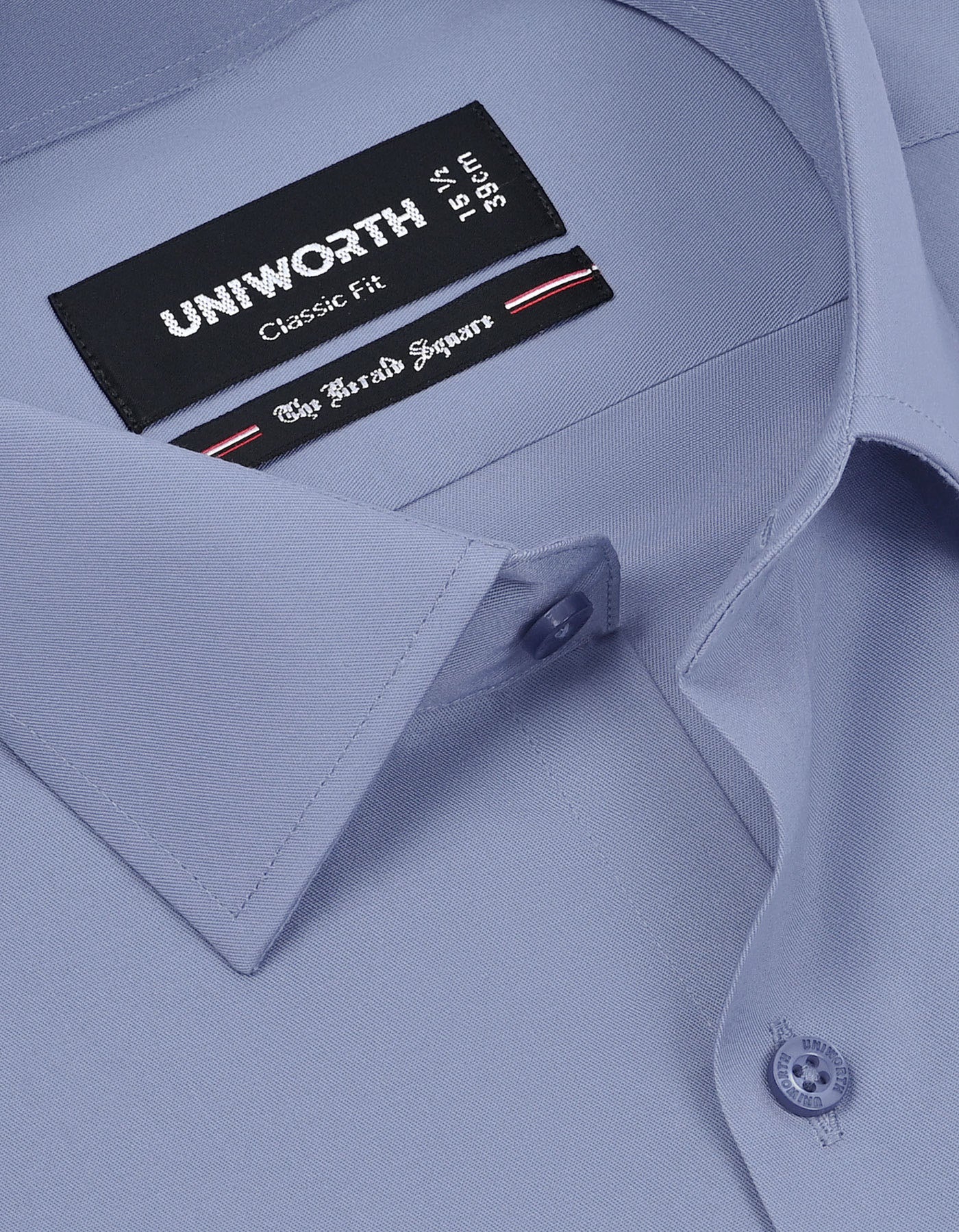L Grey Plain Classic Fit Shirt - Image 2