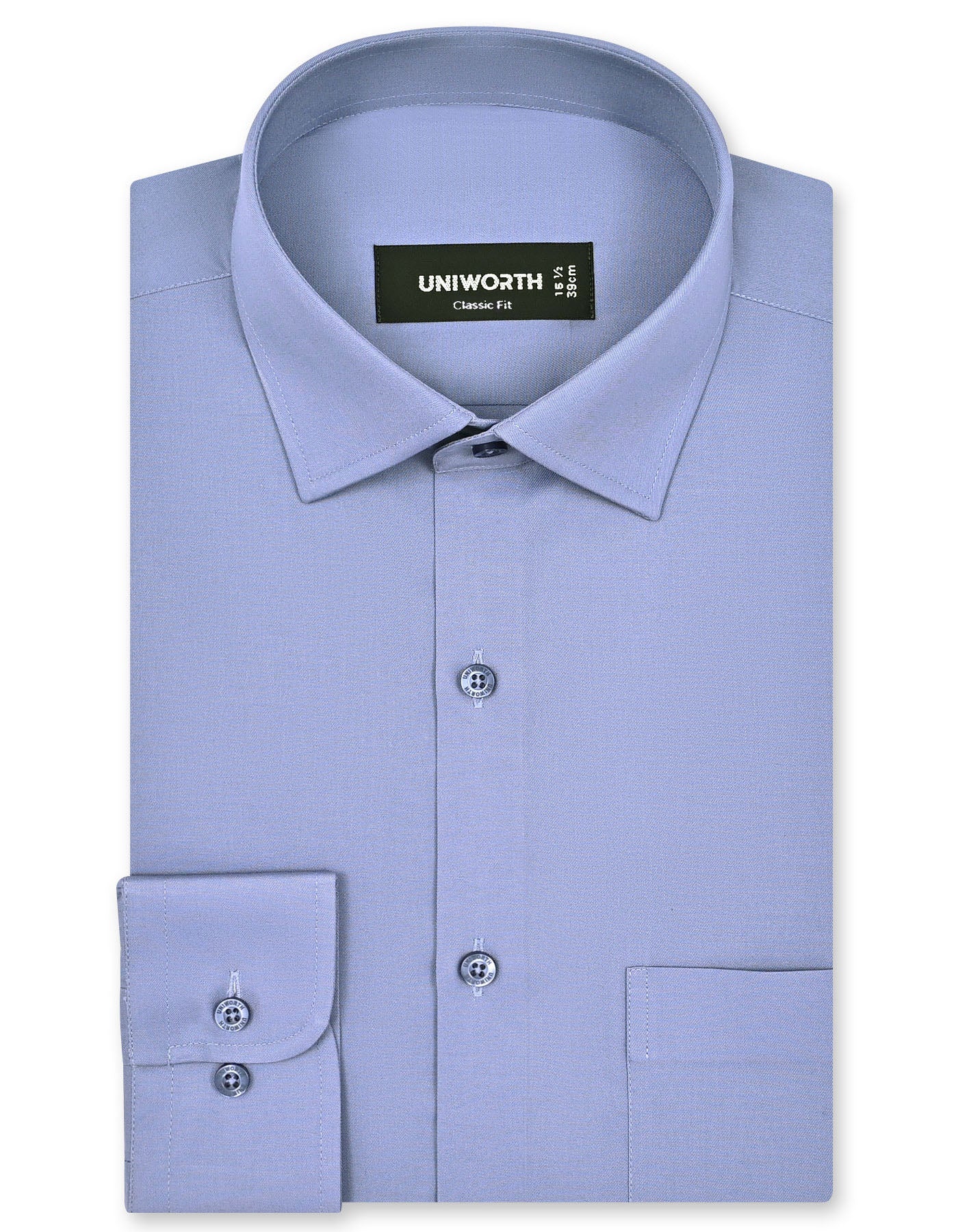L Grey Plain Classic Fit Shirt