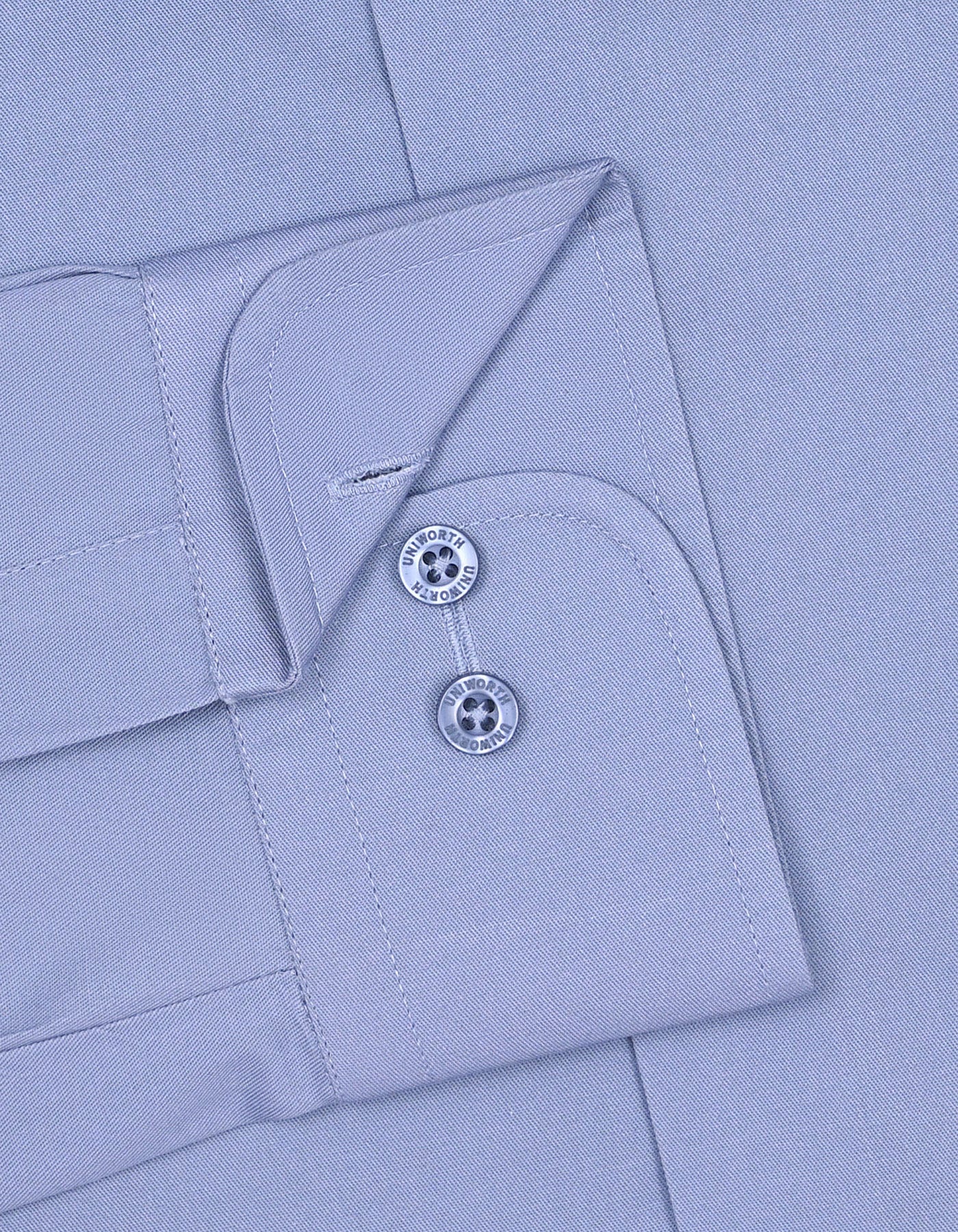 L Grey Plain Classic Fit Shirt - Image 3