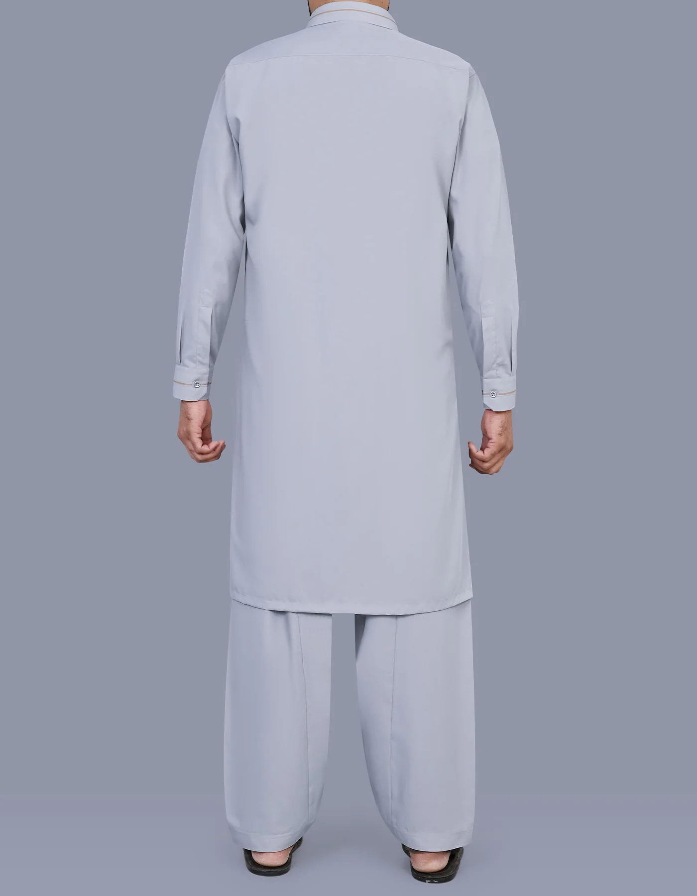 L Grey Plain Kameez Shalwar - Image 4