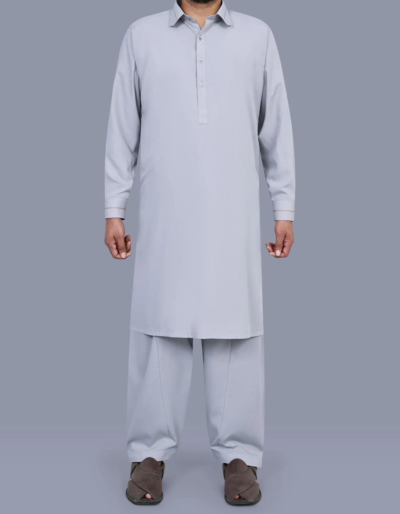 L Grey Plain Kameez Shalwar