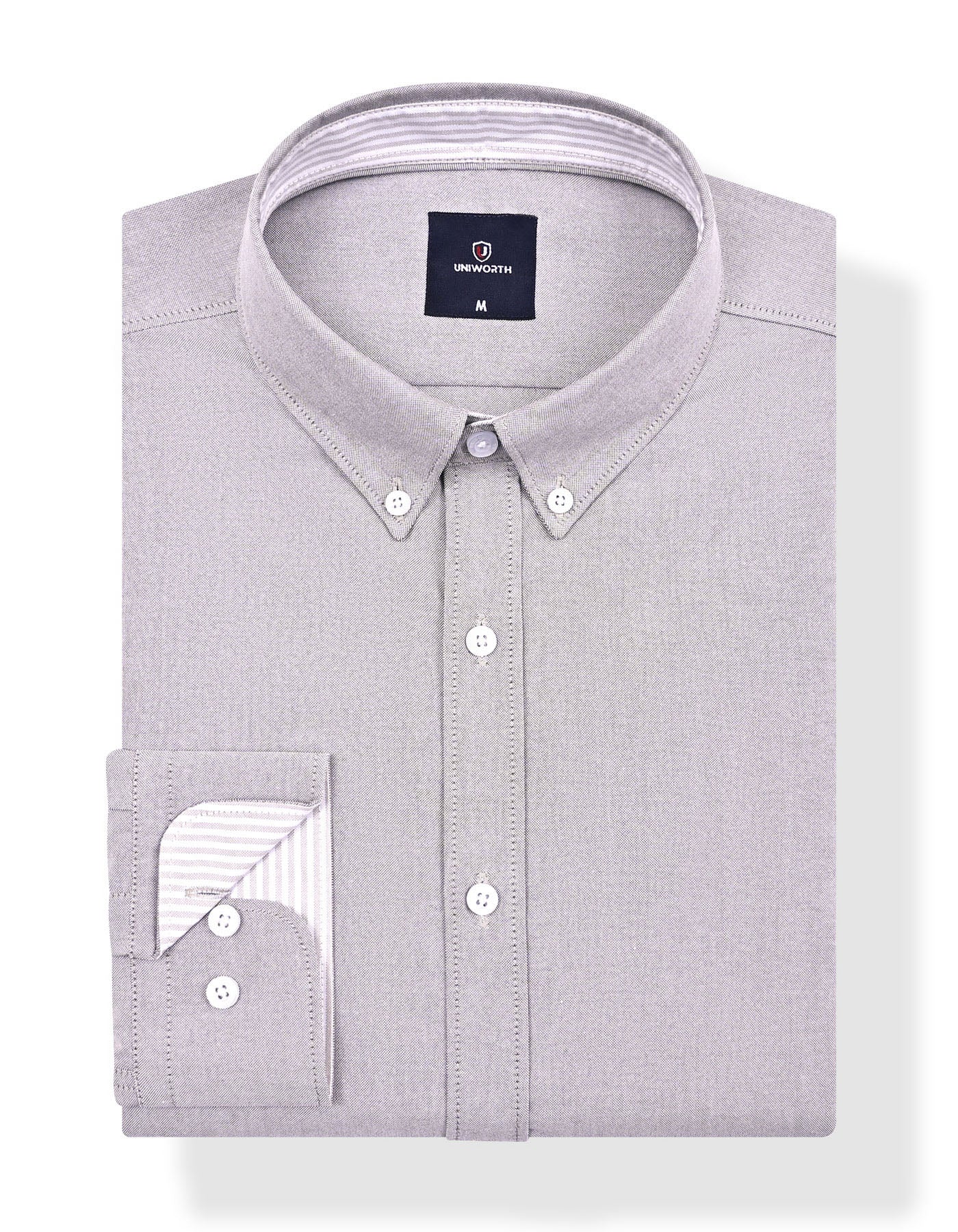 L Grey Plain Regular Fit Casual Shirt