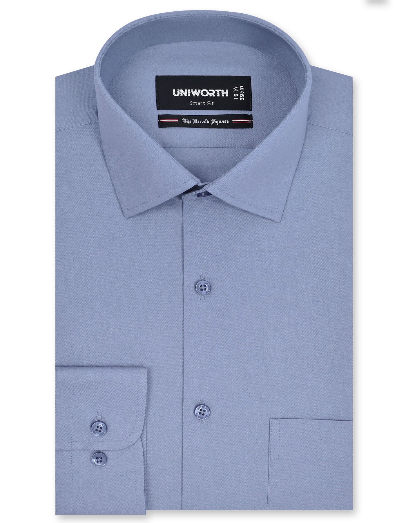 L Grey Plain Tailored Smart Fit Shirt