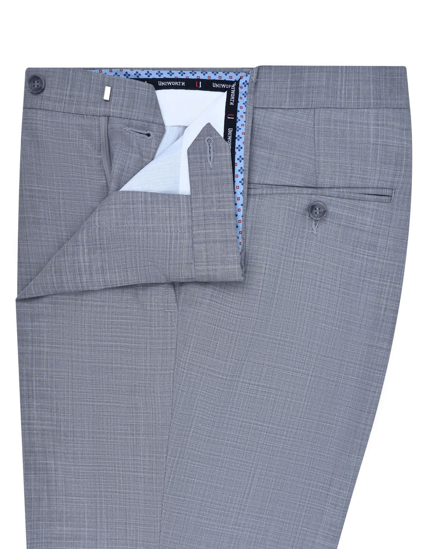 L Grey Texture Classic Fit Formal Trouser - Image 2