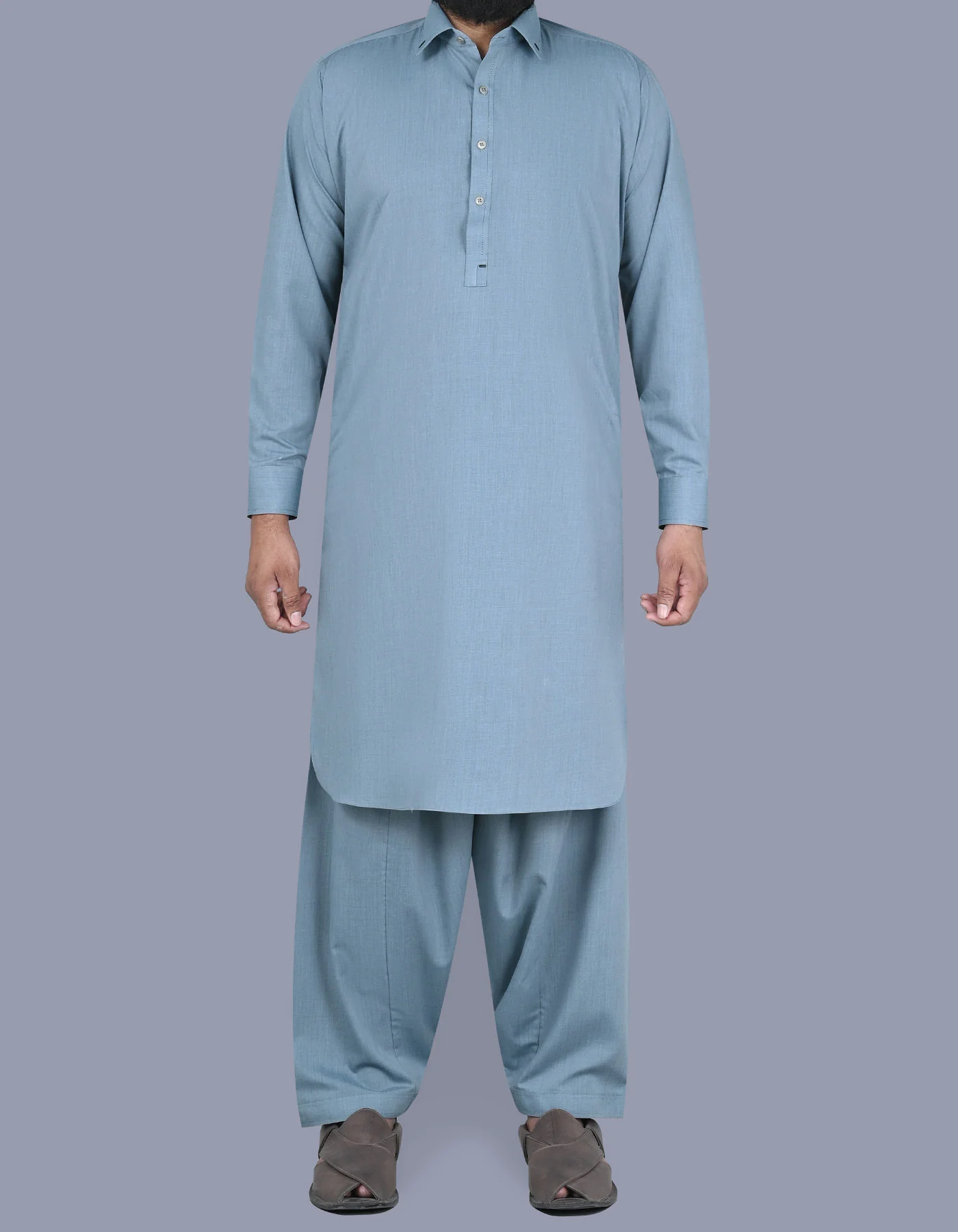 L Grey Texture Kameez Shalwar