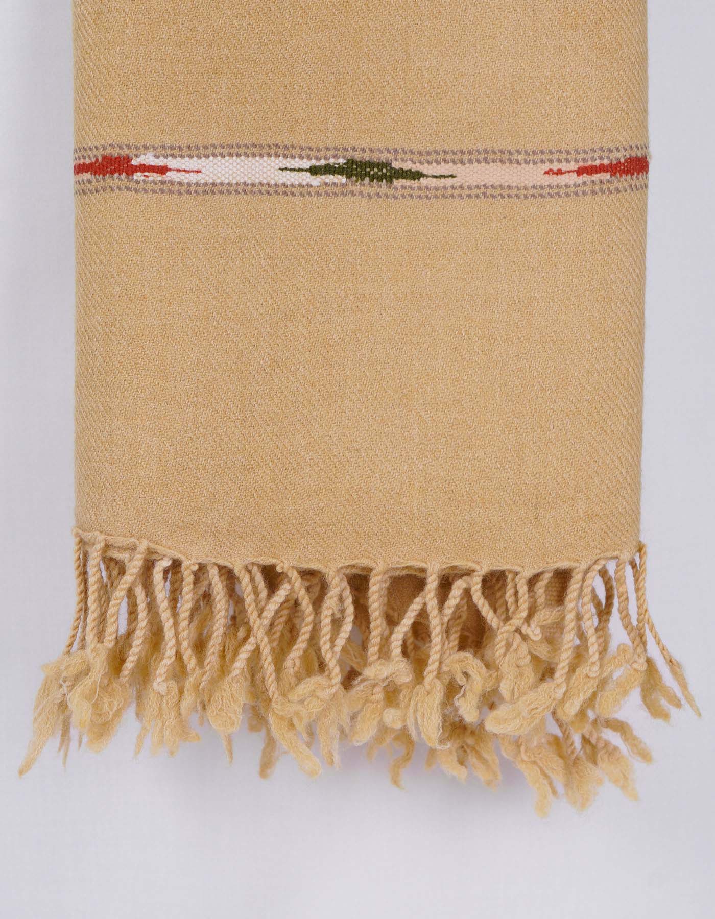 L Khaki Plain 100% Wool Men Shawl - Image 4