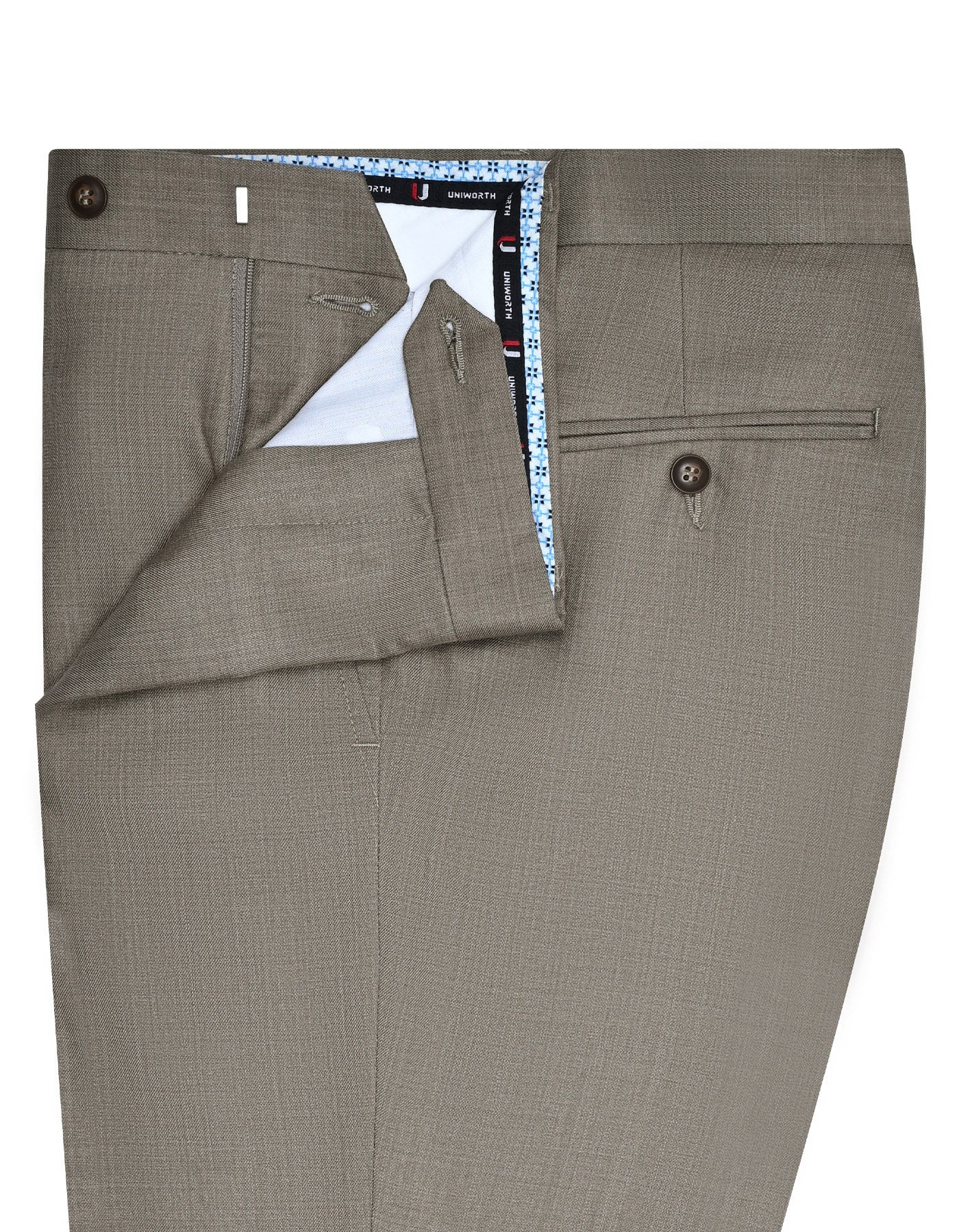 L Khaki Texture Classic Fit Formal Trouser - Image 2
