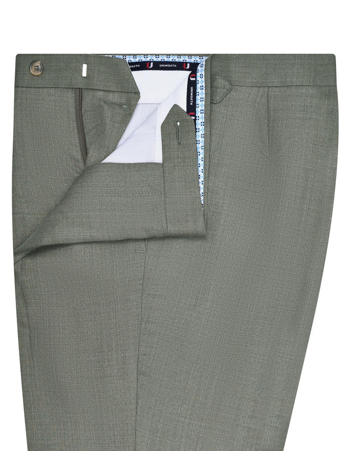L Olive Plain Classic Fit Formal Trouser - Image 4
