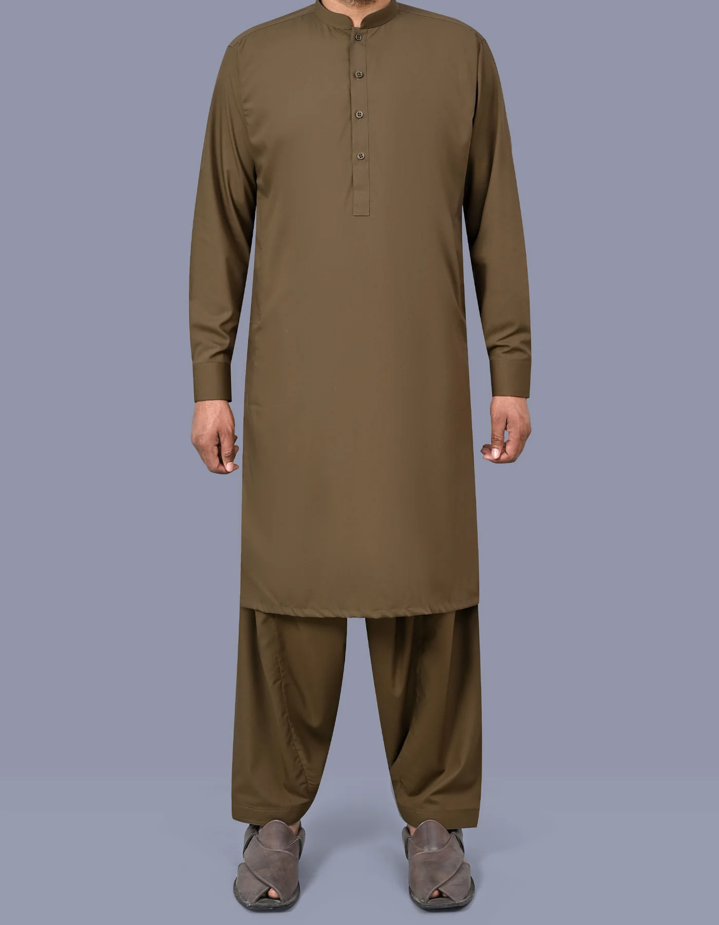 L Olive Plain Kameez Shalwar