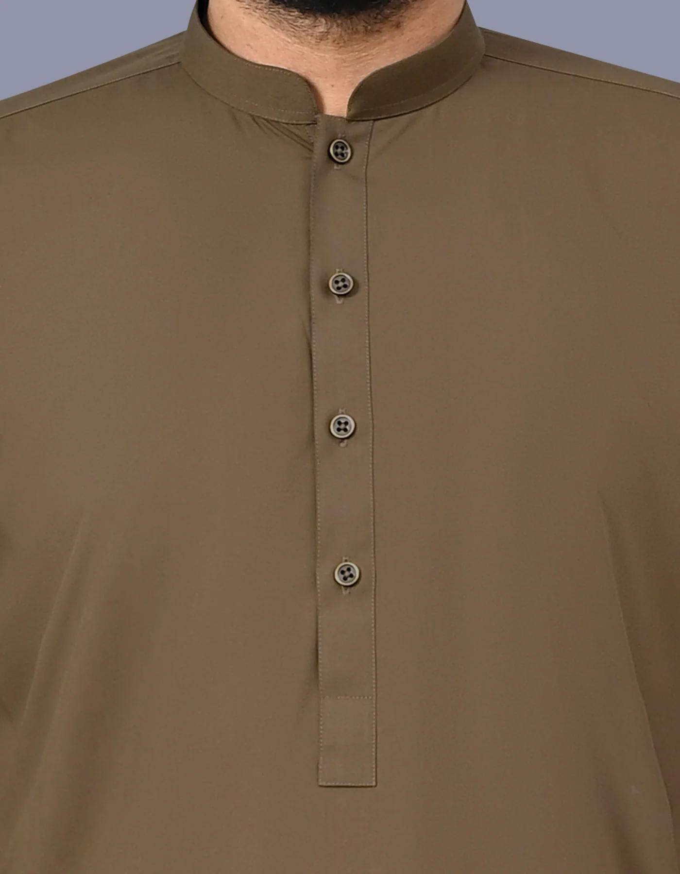 L Olive Plain Kameez Shalwar - Image 2
