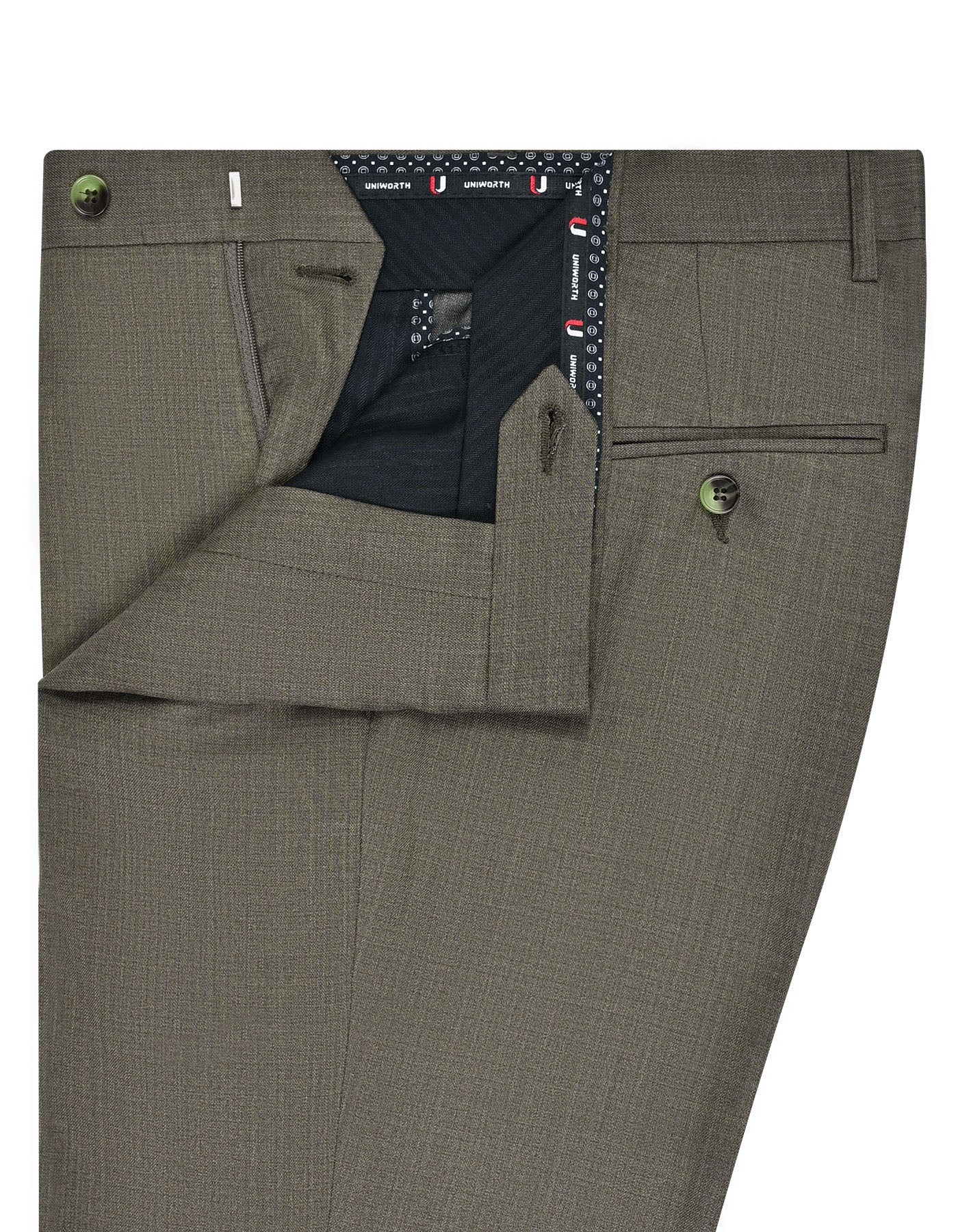 L Olive Texture Smart Fit Formal Trouser - Image 2