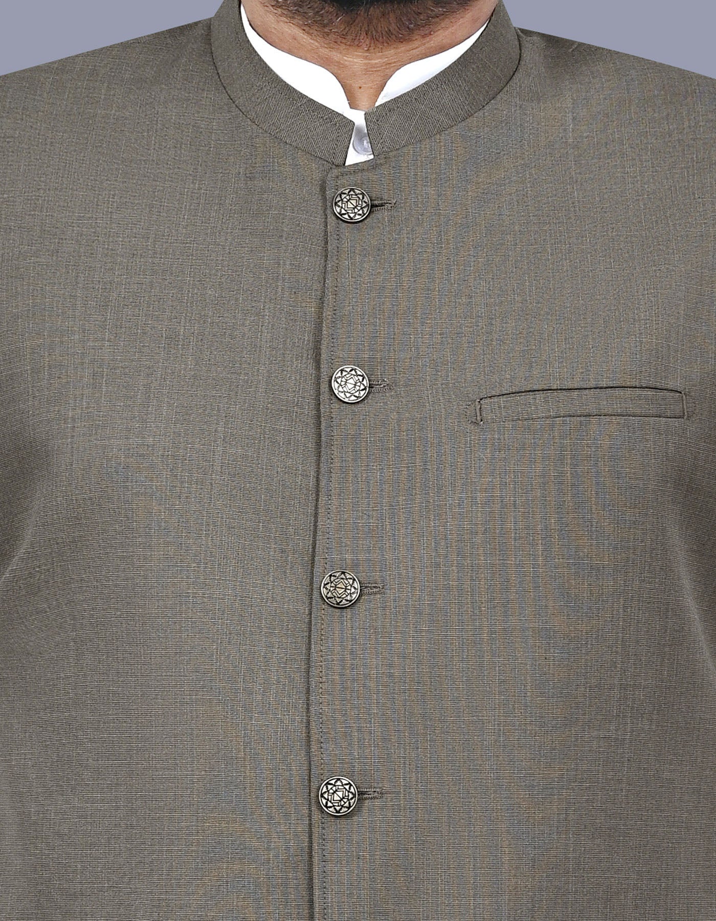 L Olive Texture Smart Fit Waistcoat - Image 2