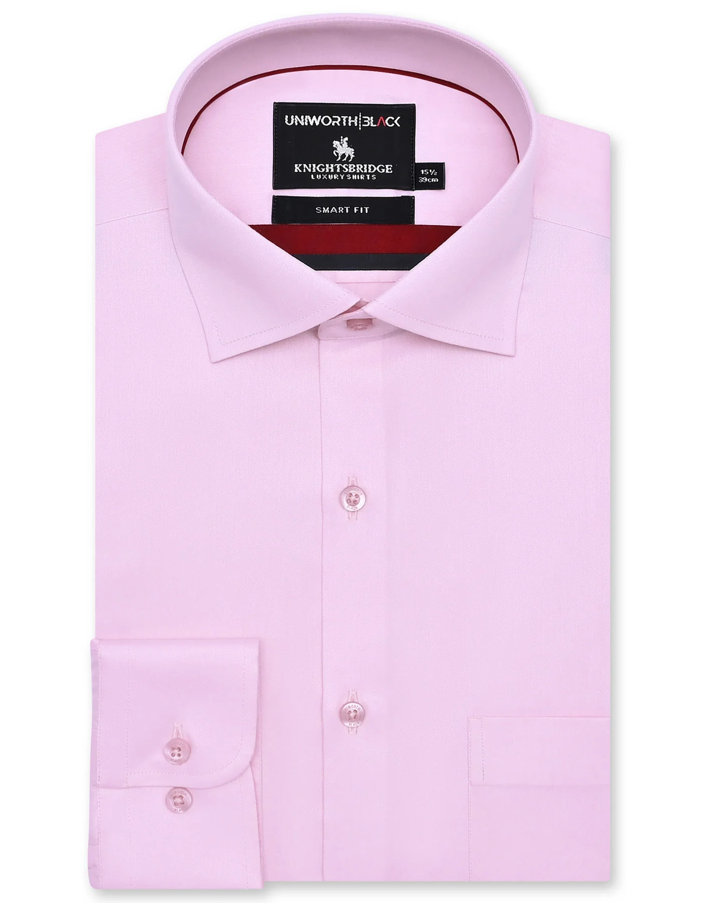 L Pink Plain Tailored Smart Fit Shirt