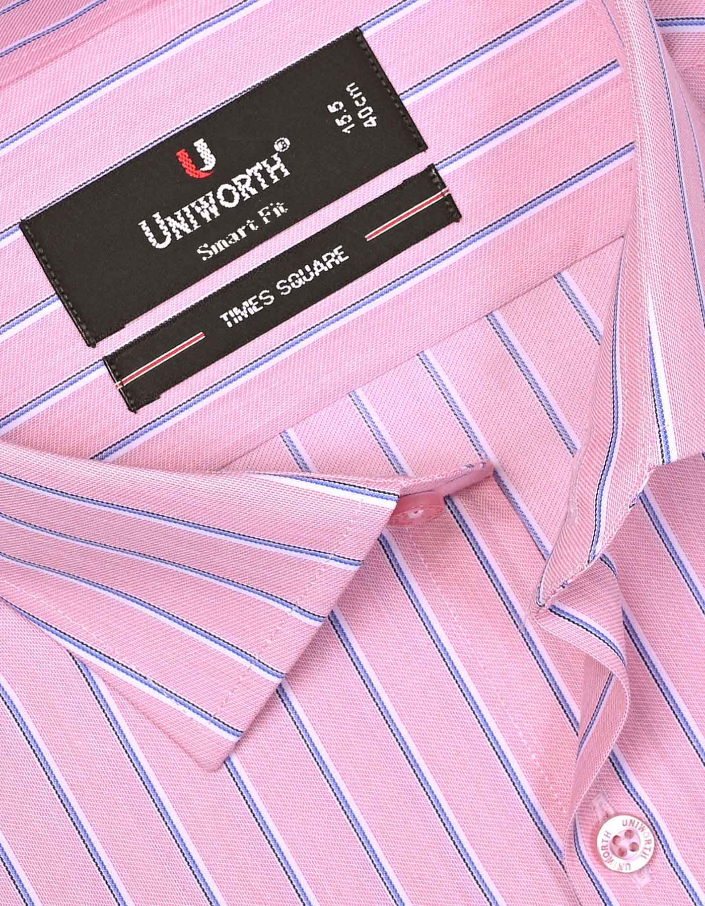 L Pink Stripe Tailored Smart Fit Shirt - Image 2