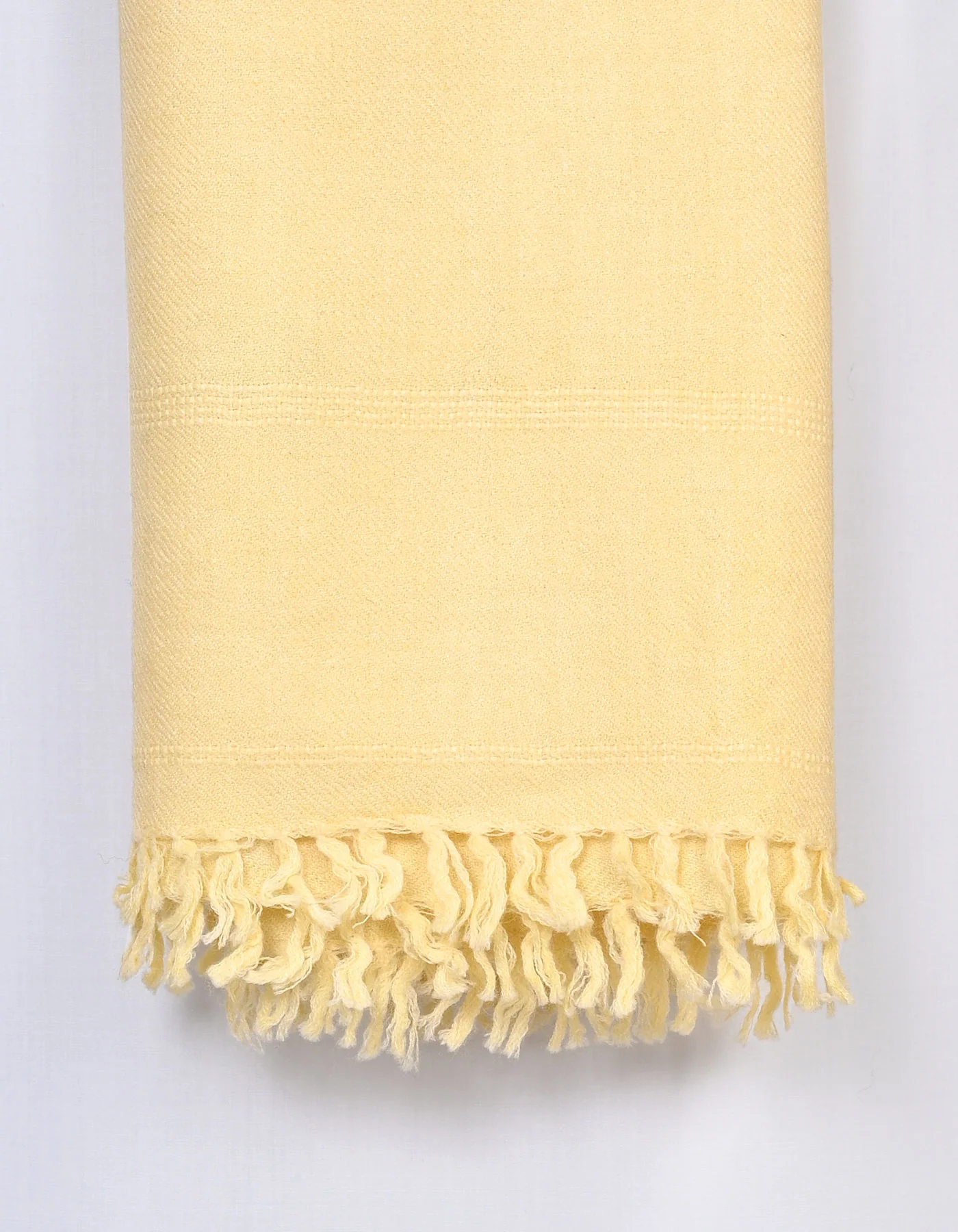 L Yellow Plain Cotton Blend Men Shawl - Image 3