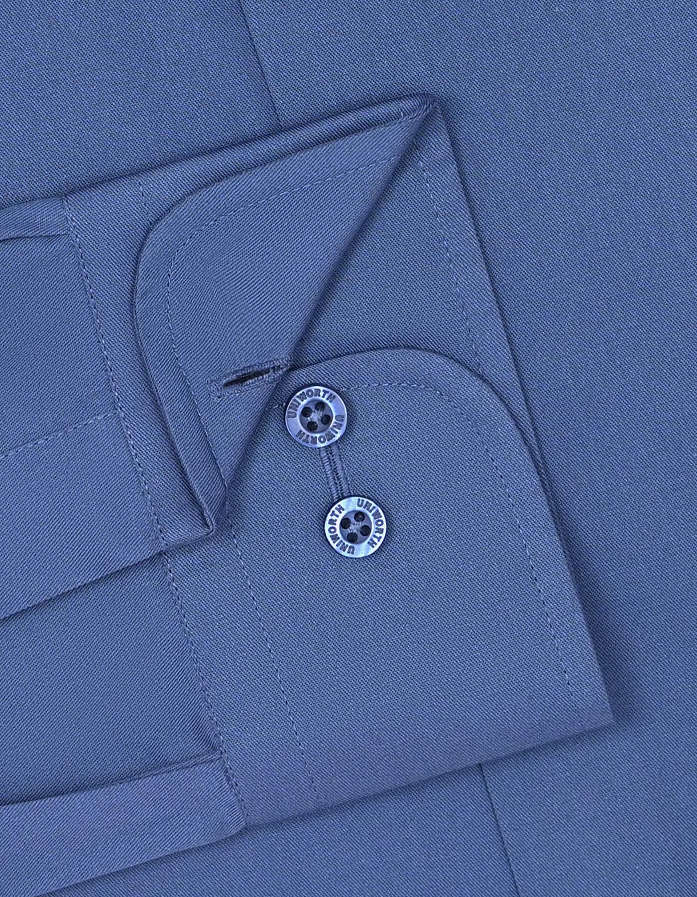 M Blue Plain Classic Fit Shirt - Image 3
