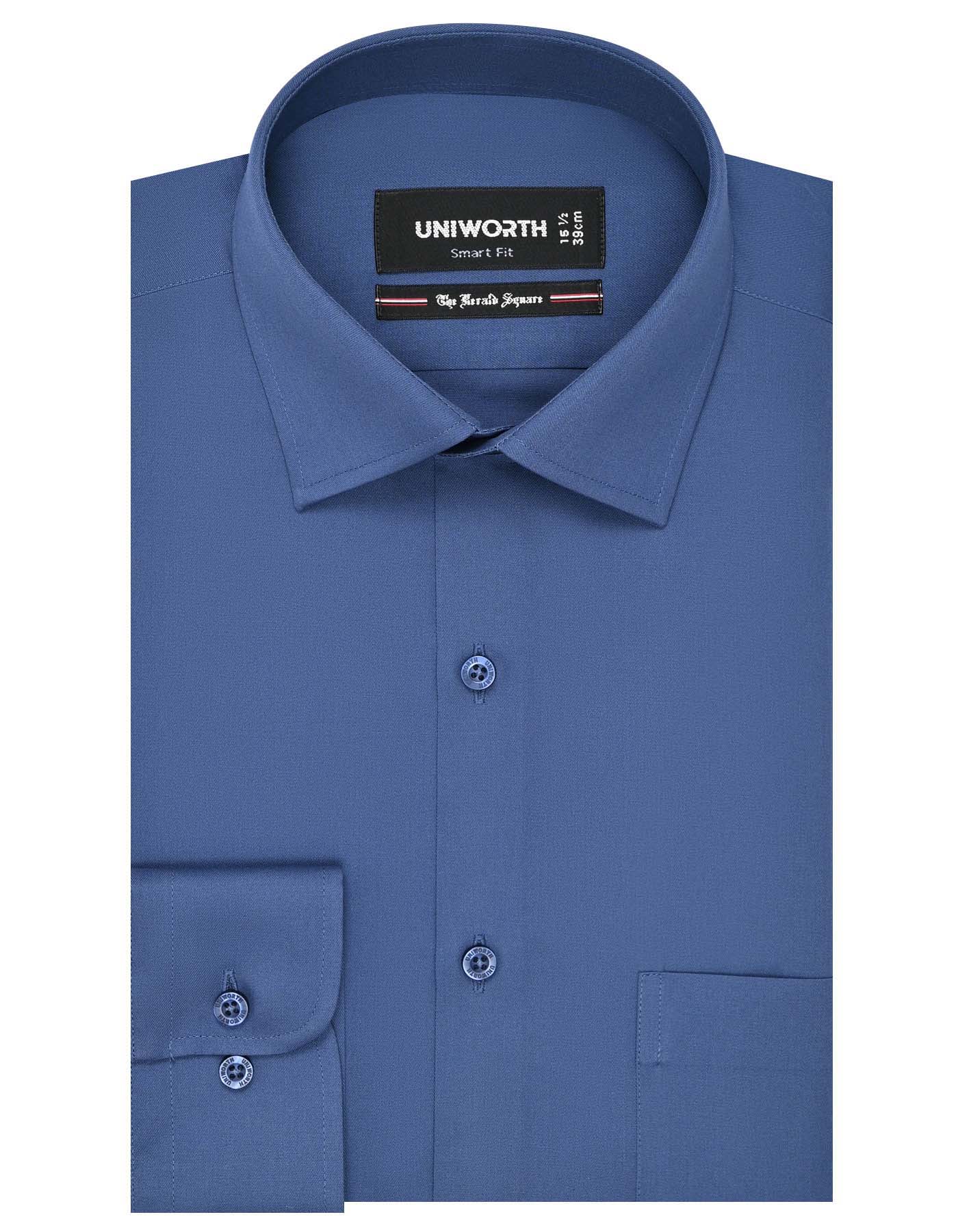 M Blue Plain Smart Fit Shirt